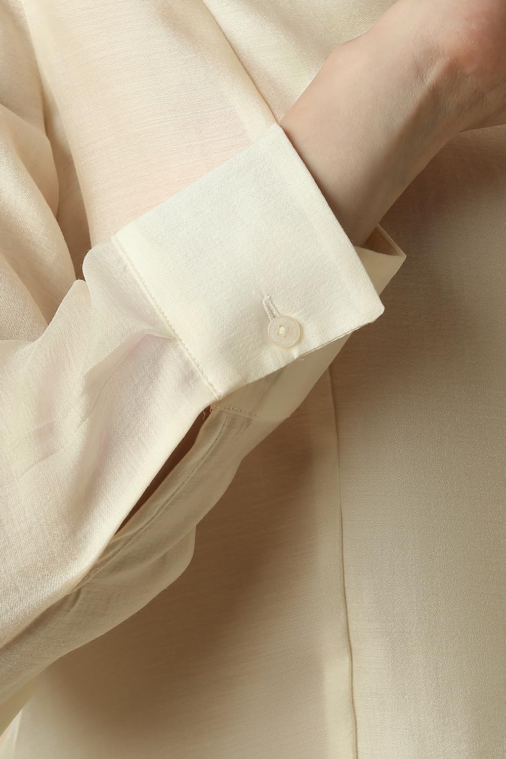 Women Cream Solid Long Sleeves Shirt