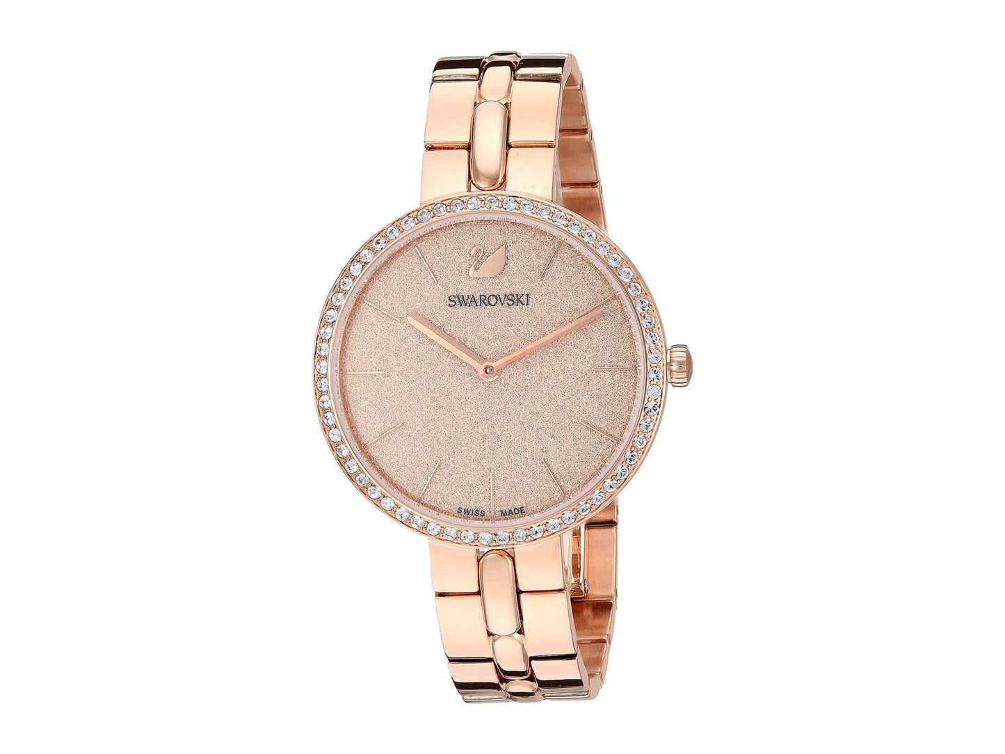SWAROVSKI Stainless Steel Women Cosmopolitan Analog Watch Rose Gold Plated White One Size, Dial Color-Peach, Band Color-Rose Gold