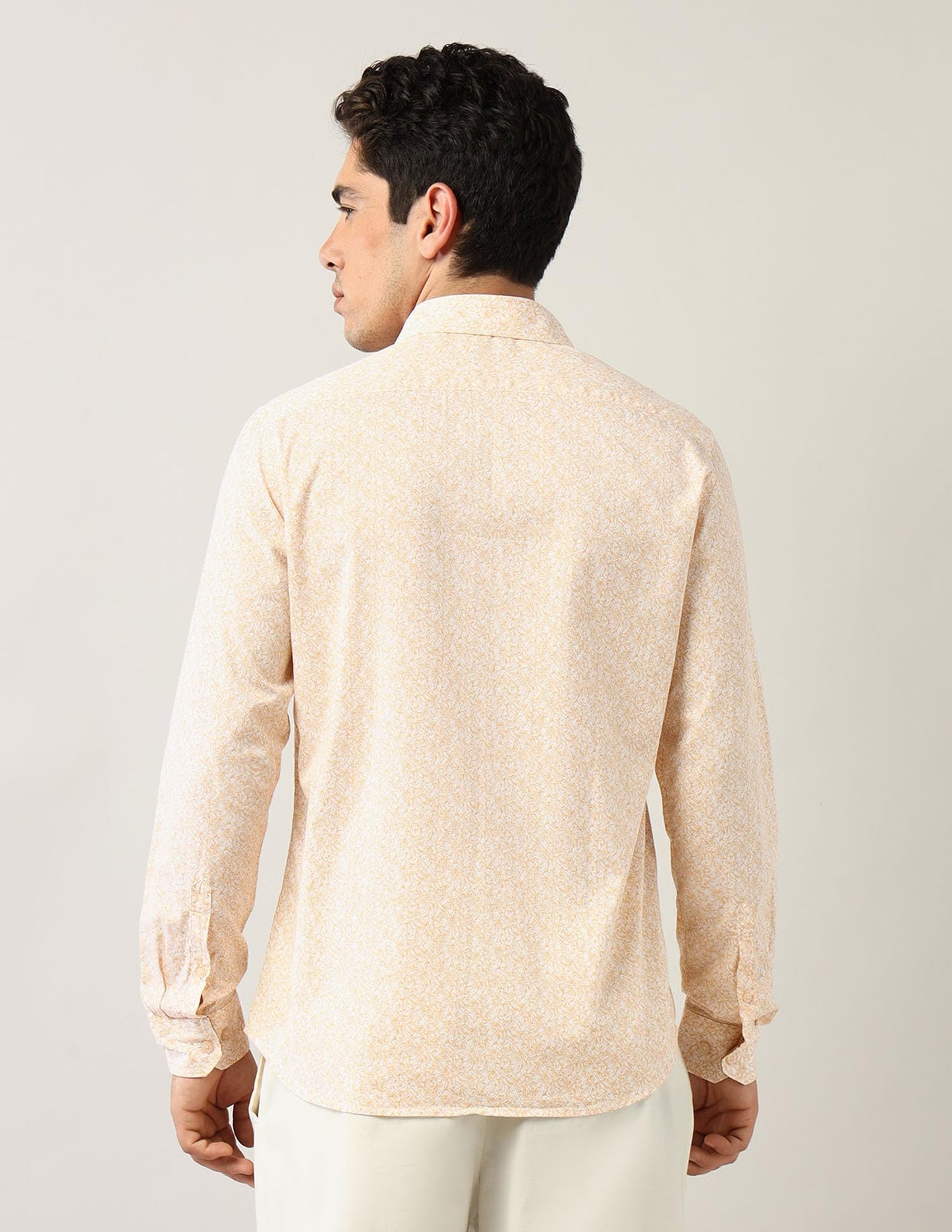 Arrow Sports Men's All-Over Printed Slim Fit Shirt Light Yellow
