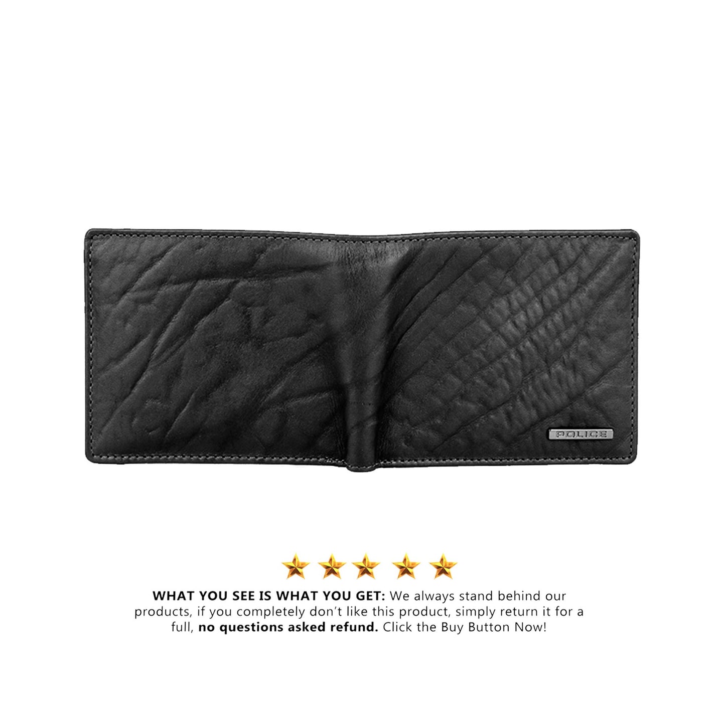Police RFID Wallet for Men Leather Original | Bifold Wallet | Stylish Genuine Leather Gents Purse with 4 Card Holder Slots | 2 Slip-in Pockets | ID Card Holders | Diwali Gifts for Men - Black