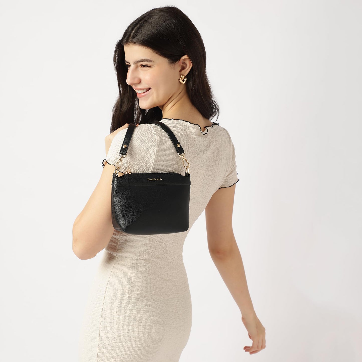 Fastrack Off Duty Sling Bag for Women | Small Size with Top Zip Closure, Detachable & Adjustable Sling Belt & Inner Access Pockets | Trendy Everyday Sling Bag