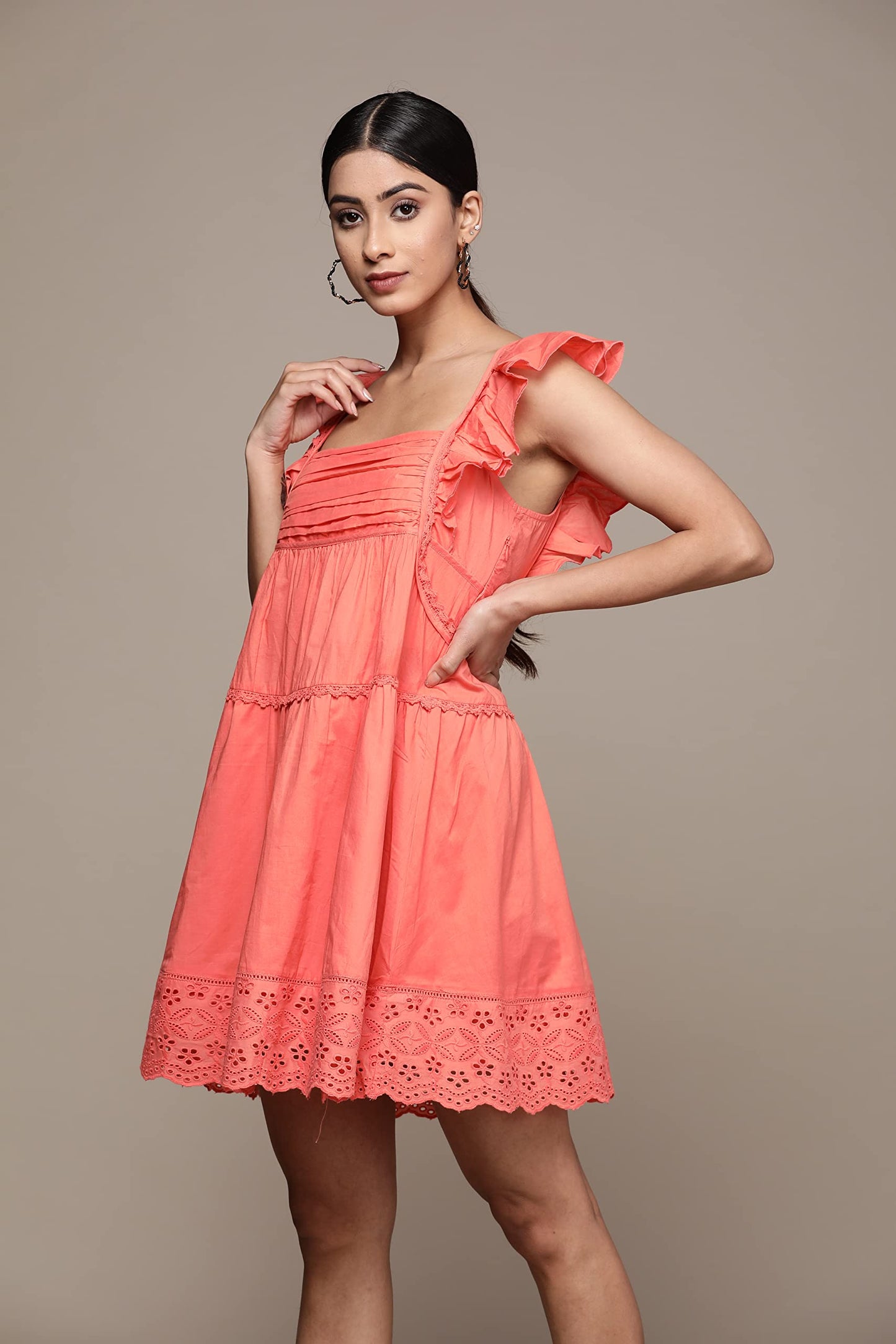 Label RITU KUMAR Coral Solid Short Dress