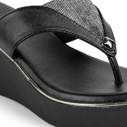 tresmode JOSH Black Women's Dress Wedge Sandals in Size 3 UK / 36 EU