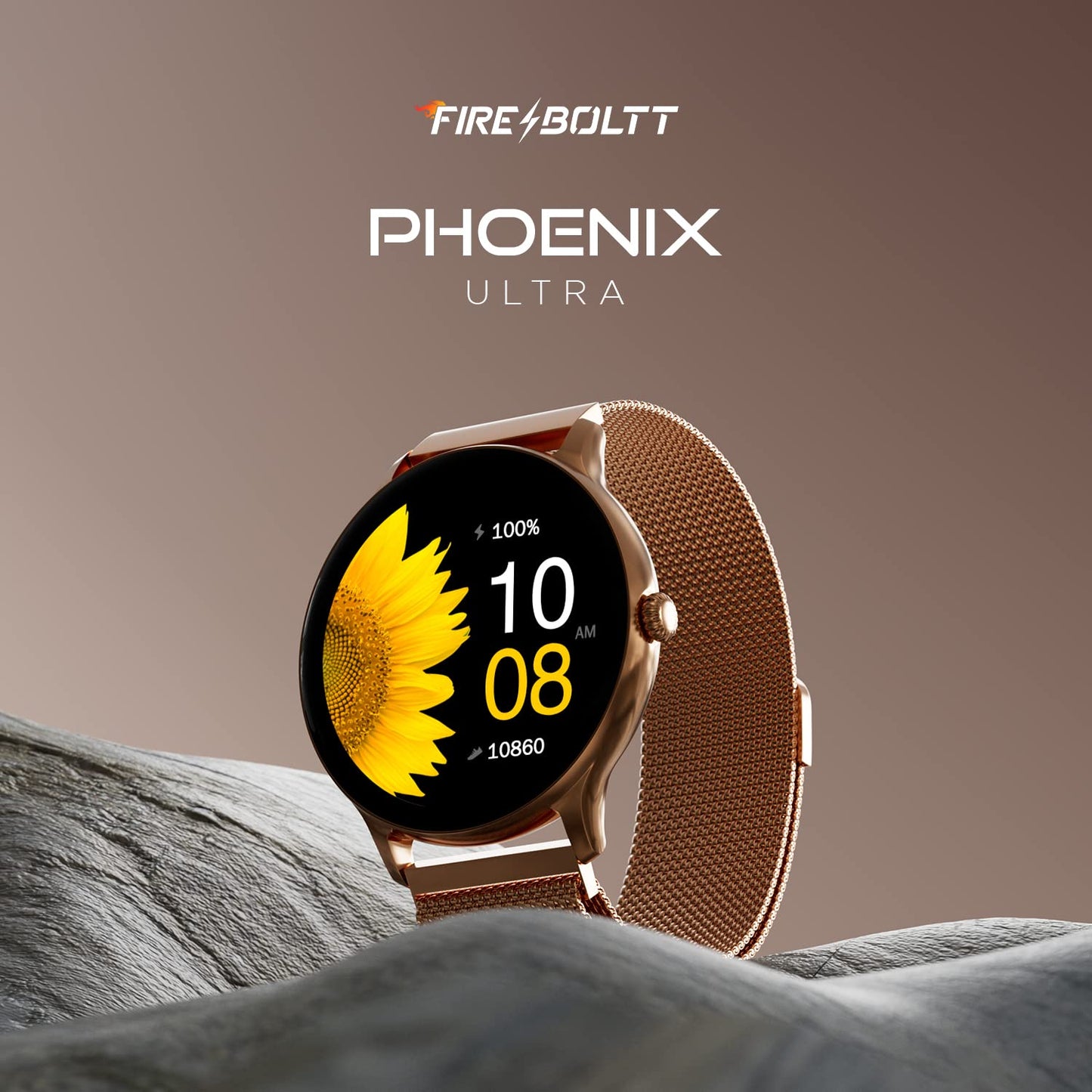 Fire-Boltt Phoenix Ultra Luxury Stainless Steel, Bluetooth Calling Smart Watch, AI Voice Assistant, Metal Body with 120+ Sports Modes, SpO2, Heart Rate Monitoring (Gold)