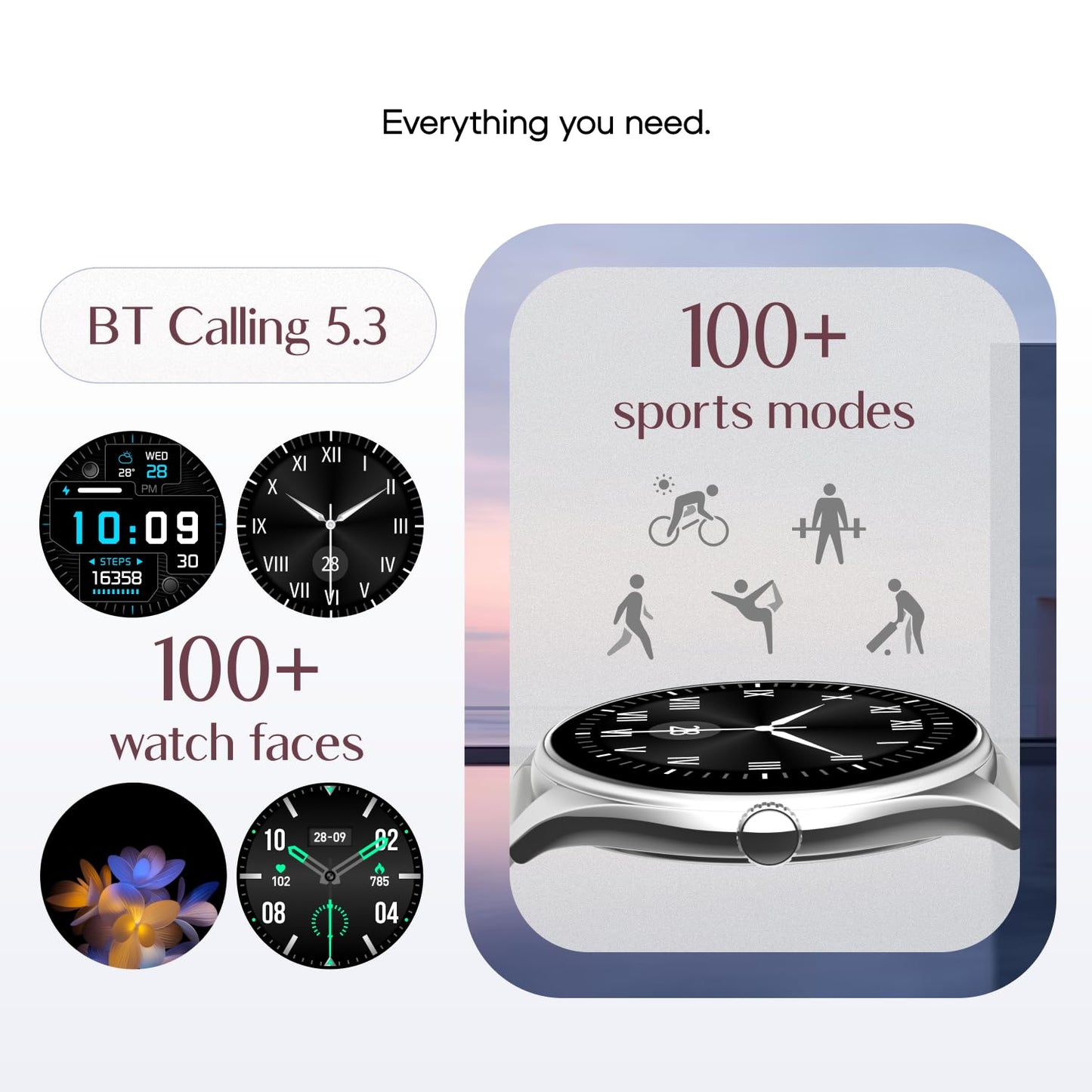Noise Twist 2 Smart Watch with 1.43” AMOLED Screen, AI Search & Voice Assistant, Bluetooth Calling, Stainless Steel Back, 7-Day Battery, 100+ Watch Faces, Health Suite, IP68 (Cloud Grey)