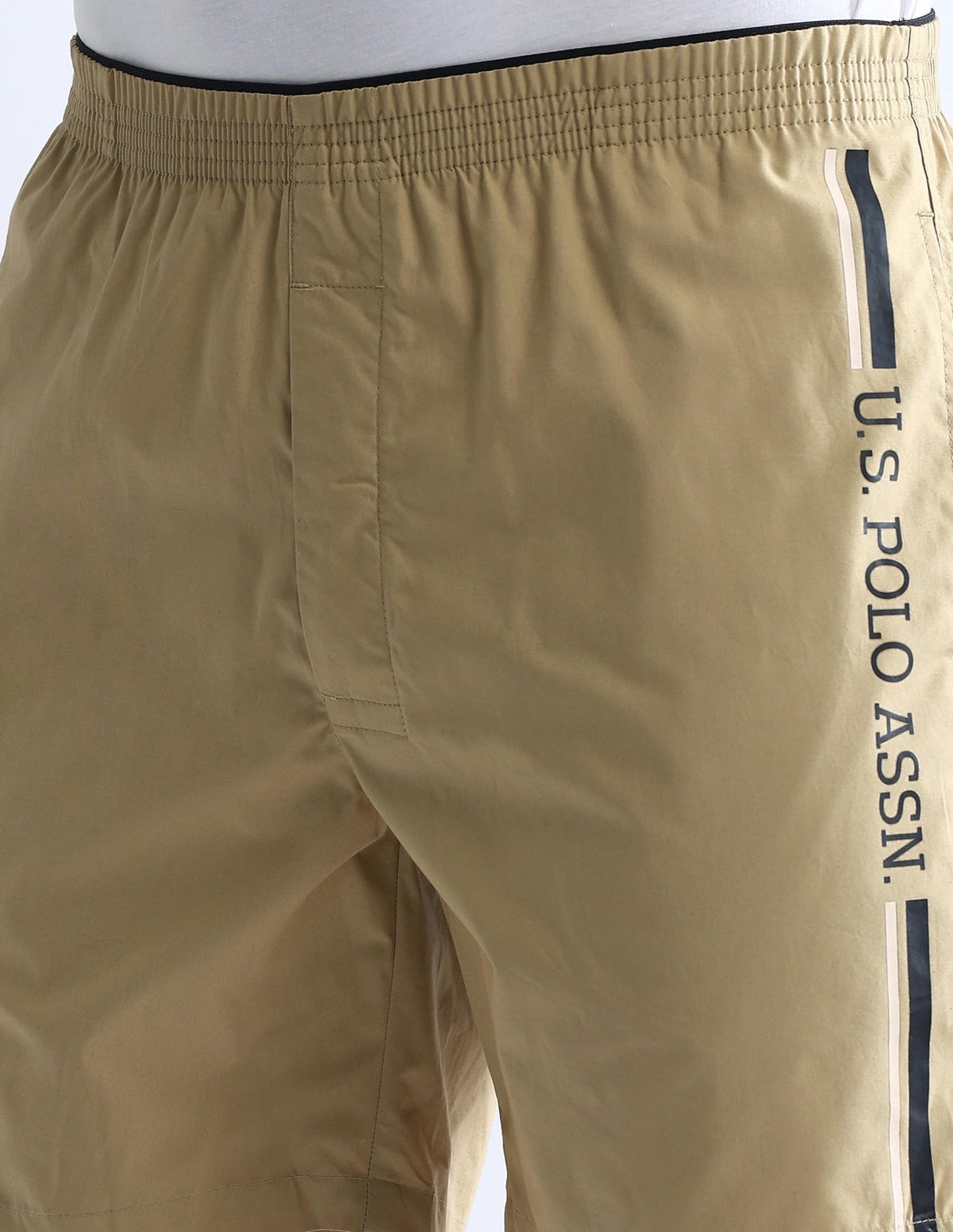 U.S. POLO ASSN. Men's Mid Rise Solid IYAX Shorts - Pack of 1(Beige M)