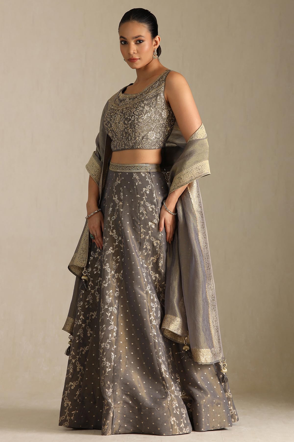 Soch Women's Viscose Lehenga Choli (OWS5CD21804_Grey_M)