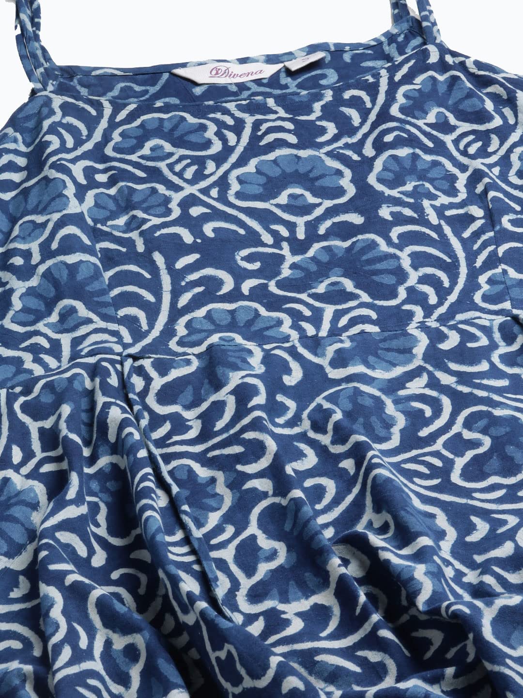 Divena Indigo Hand Block Printed Anarkali Kurta Pant Set with Dupatta-DK0747-3XL