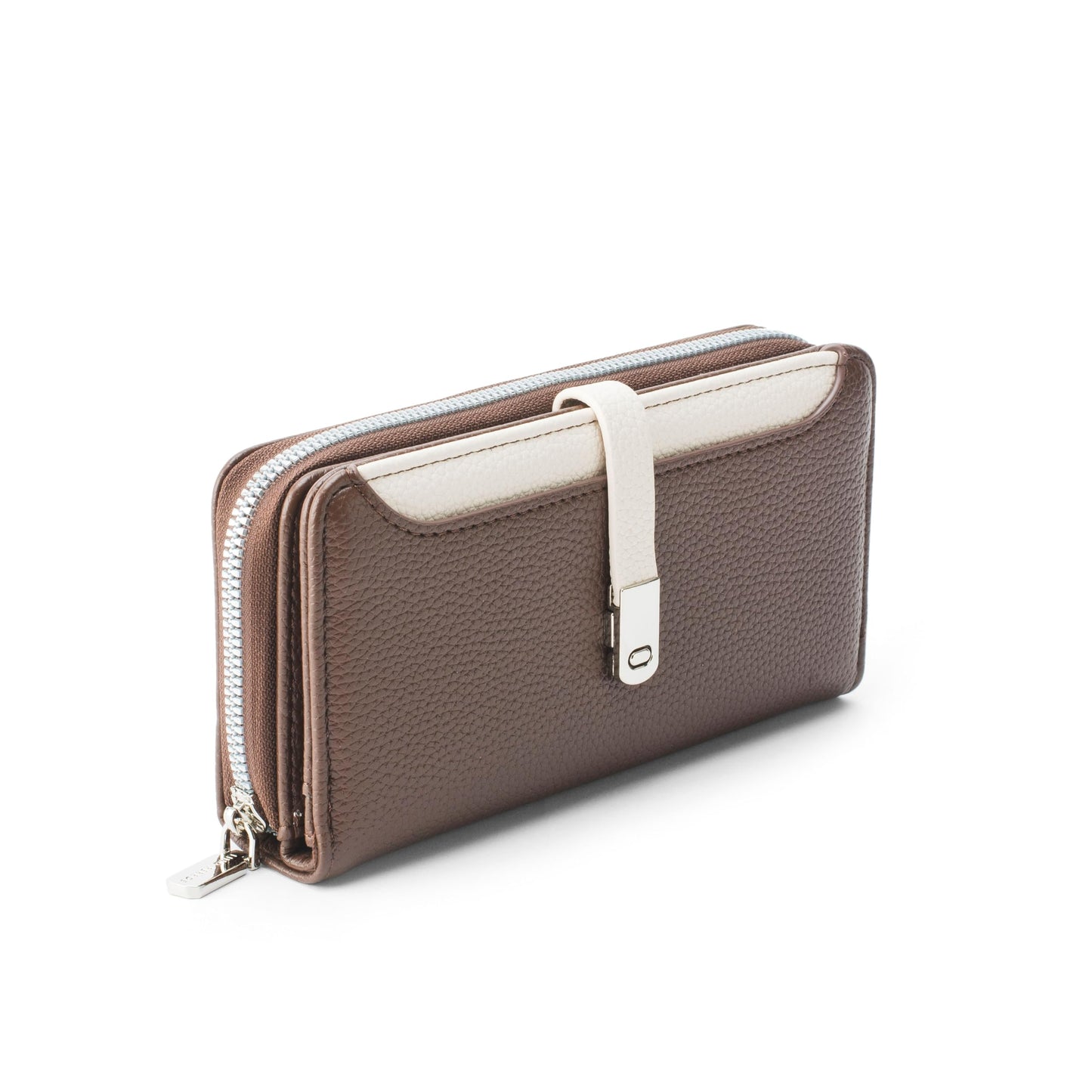 Lino Perros Womens Faux Leather Avril Dual Tone Coffee Functional Wallet