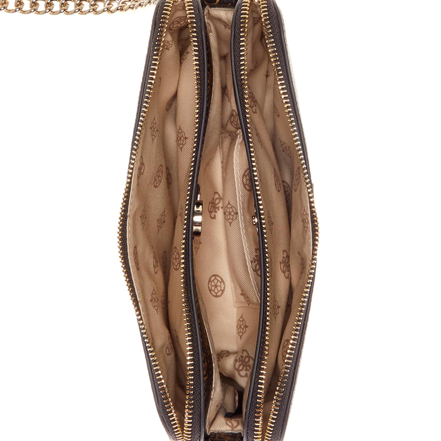 GUESS Brown Logo Printed Daryna Status Crossbody Bag
