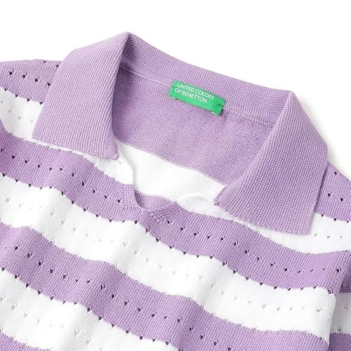 United Colors of Benetton Regular Fit Johny Collar Striped Pointelle Broad Polo T-Shirt