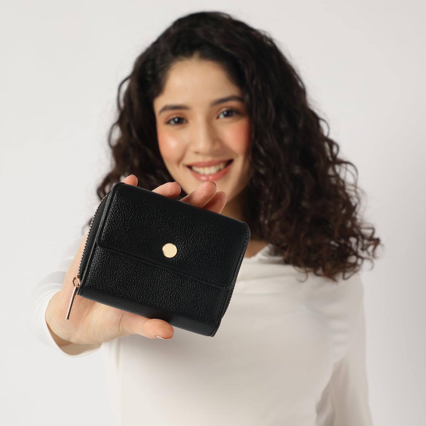 Fastrack Women's Mini Organizer Wallet | Flap Closure, Tri-Fold Design, Zip Coin Pocket, Card & Cash Slots | Compact & Organized | 6 Months Warranty