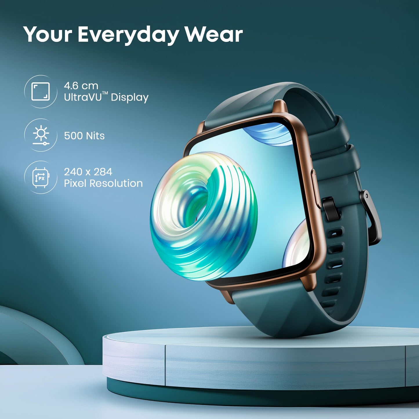 Fastrack Volt S1 Smart Watch for Man and Women Latest with 1.83" Display, Silicone Strap, BT Calling, 100+ Sports Modes, Heart Rate, SpO2, IP68, Ideal Smartwatch for Boys and Girls (Teal)