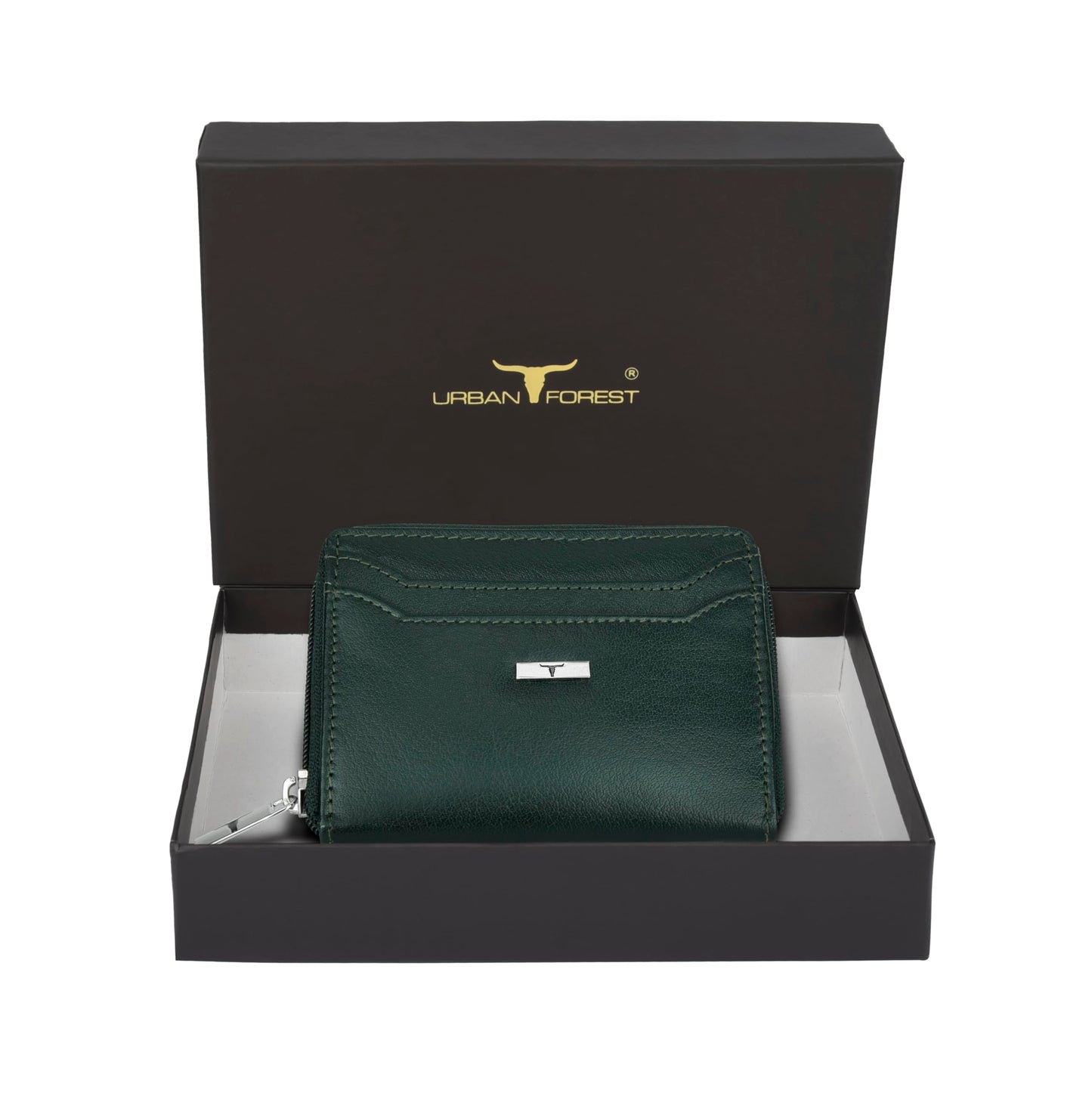 URBAN FOREST Claire Aniline Green Leather Wallet for Women
