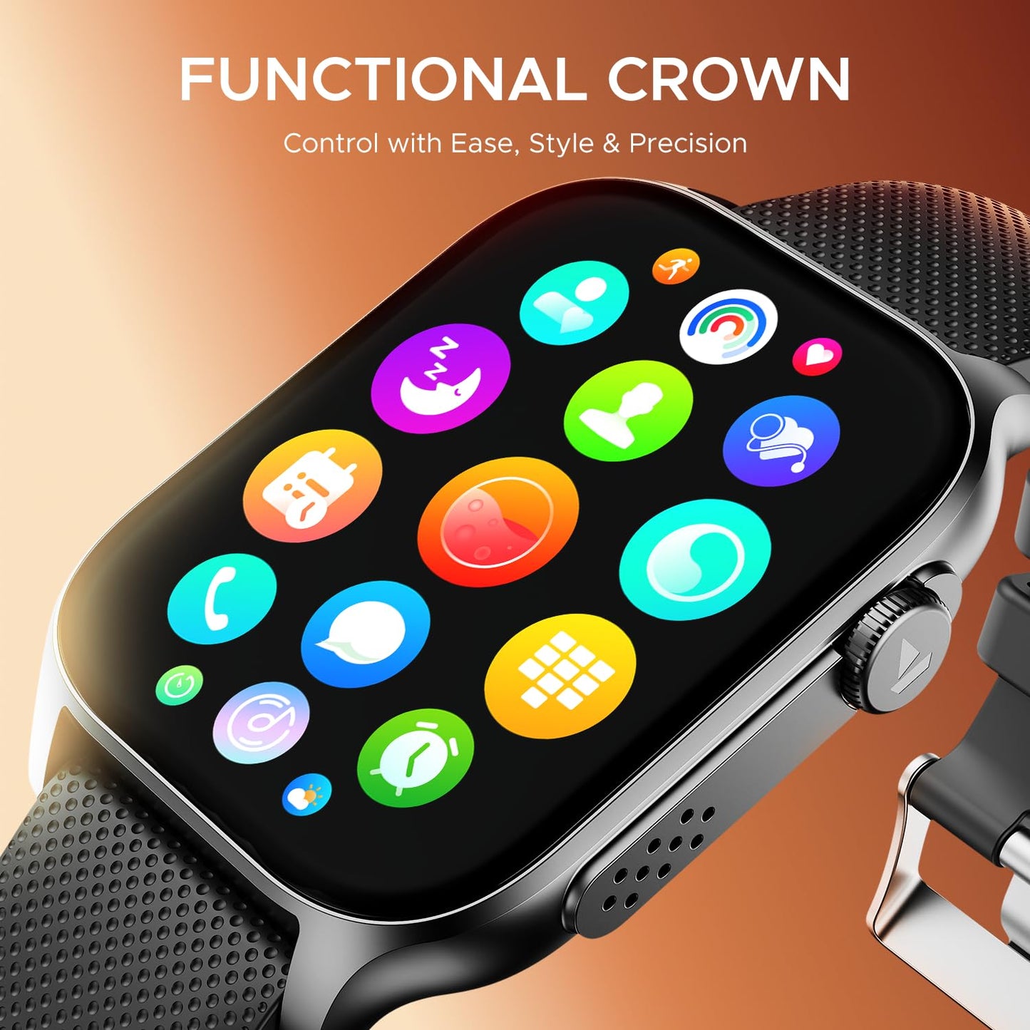 boAt New Launch Ultima Ember Smartwatch w/ 1.96” (4.97 cm) AMOLED Display, Personalized Fitness Nudges, Functional Crown, 100+ Sports Modes, Custom Watch Faces (Bold Black)