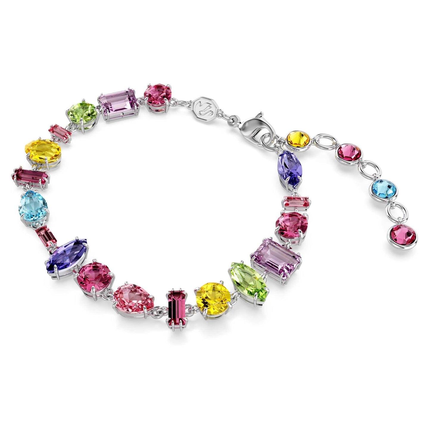 Swarovski Gema bracelet, Mixed cuts, Multicolored, Rhodium plated