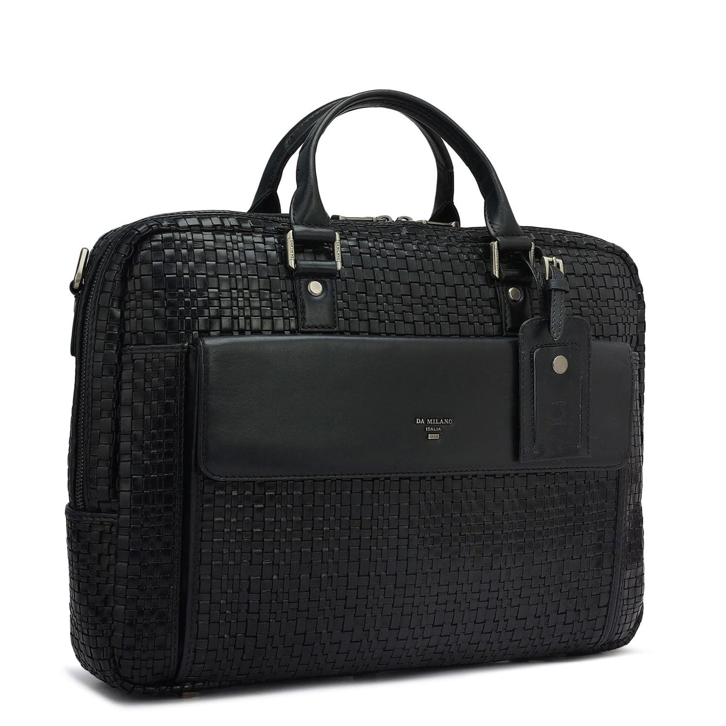 Da Milano Leather Laptop Bag for Men & for Women - Fits Upto 14" Laptop - Black