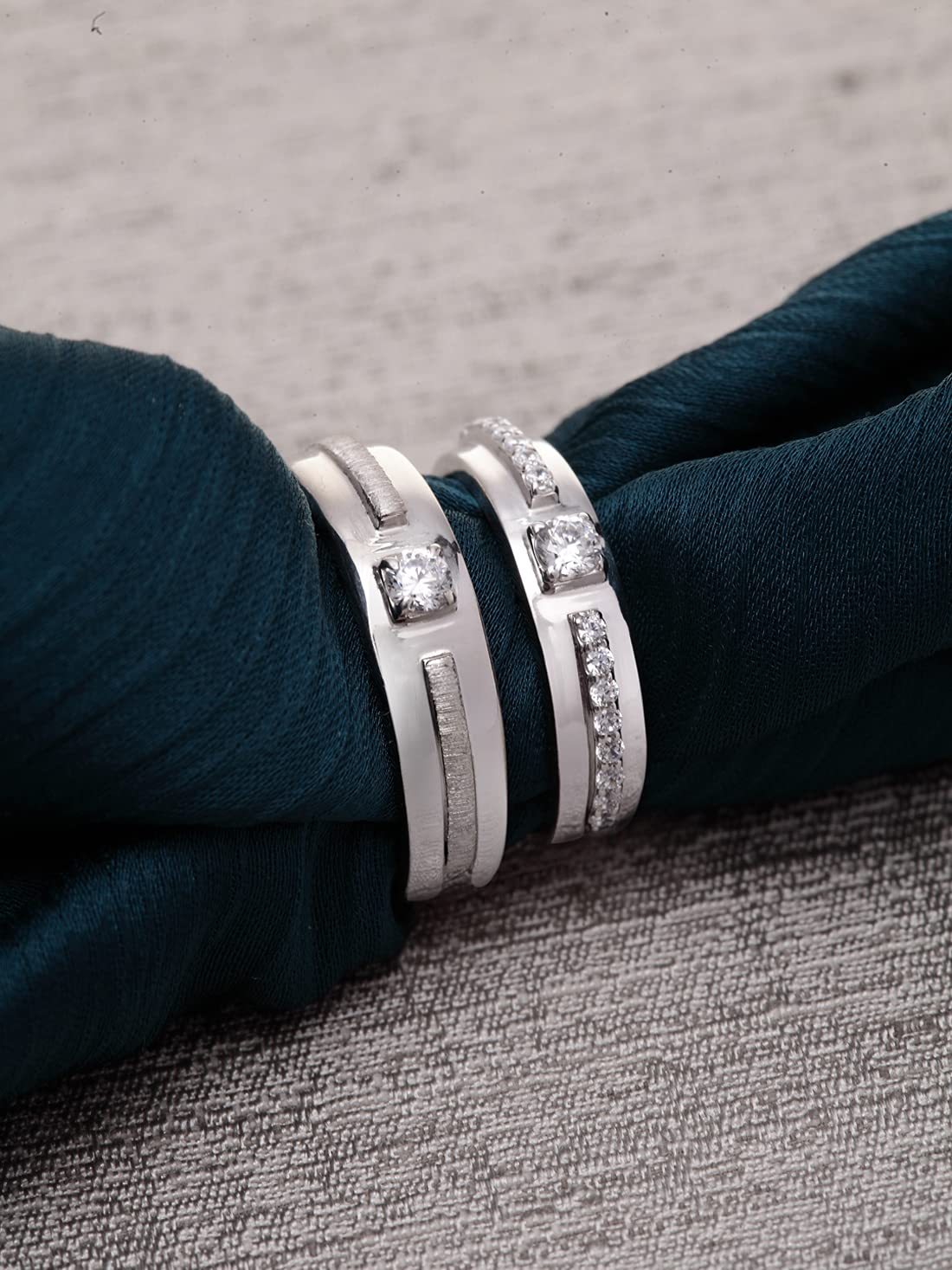 Clara Pure 925 Sterling Silver Nario Adjustable Couple Band, Promise Rings for Lovers | Gift for Men and Women | Partial Matte Finish