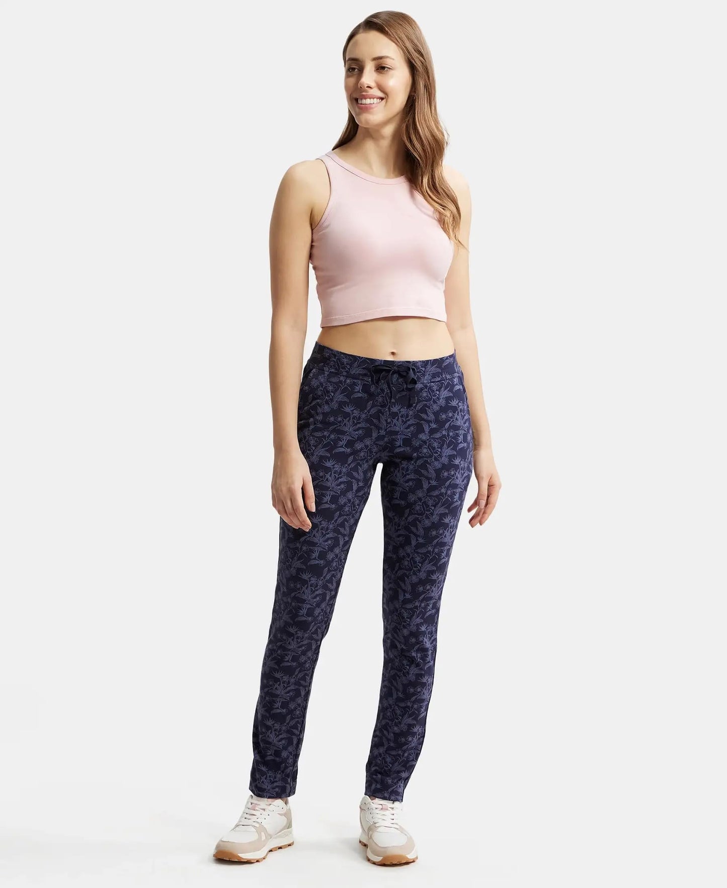 Jockey Women's Regular Fit Cotton Capri (1301_Navy Blazer Printed_XXL_Blue_2XL)