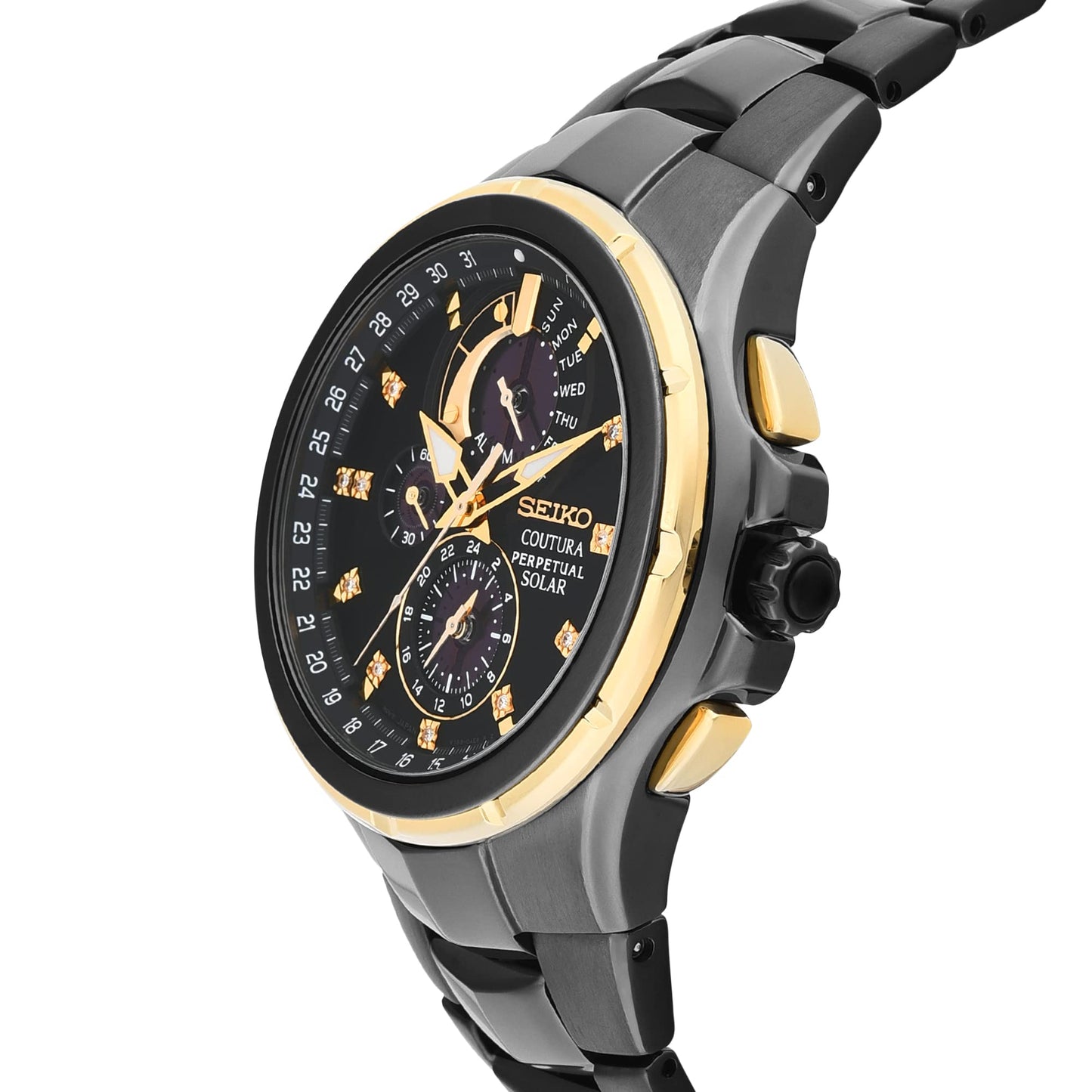 Seiko Analog Black Dial Men's Watch-SSC573P1 Stainless Steel, Black Strap