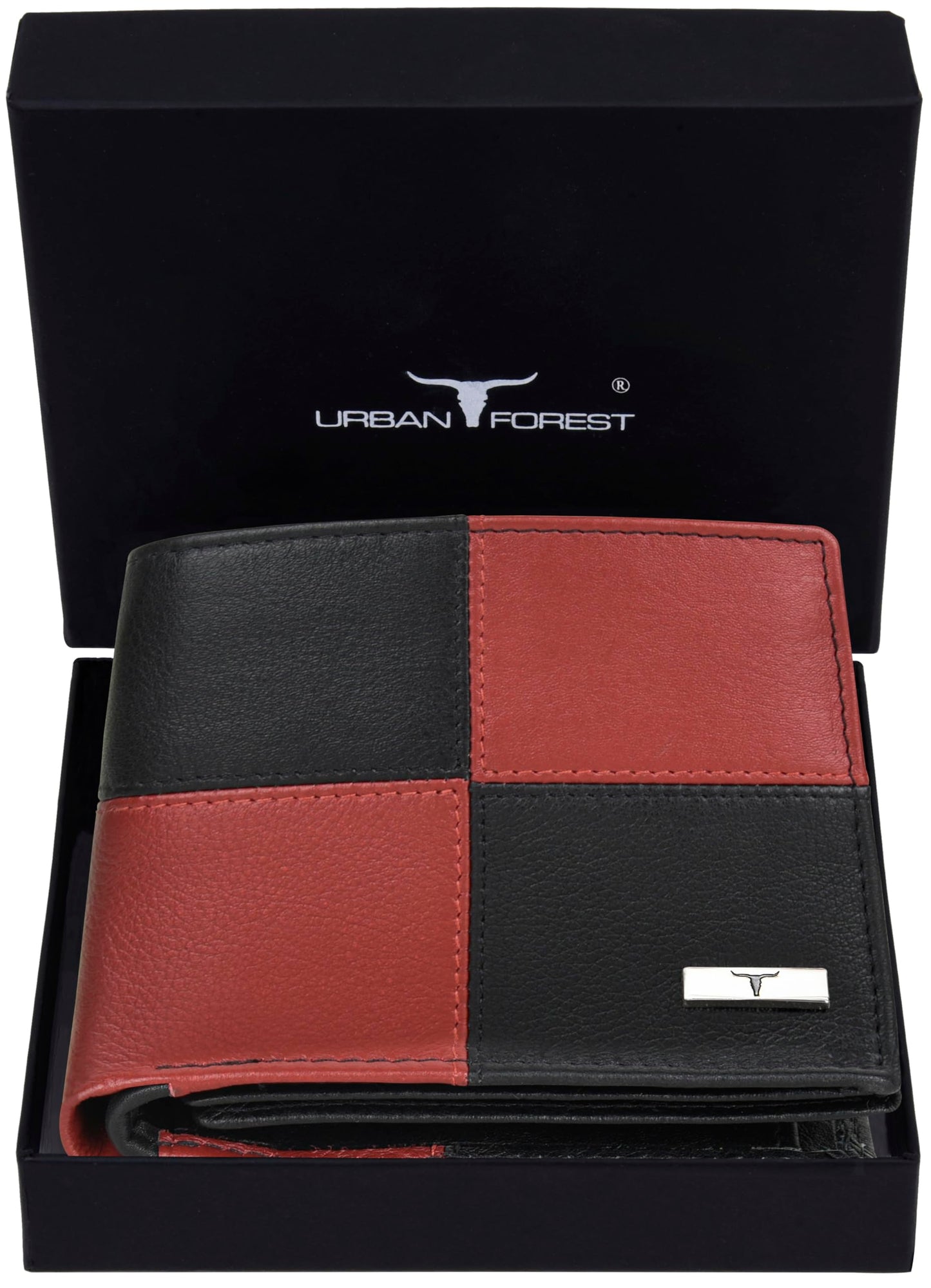 URBAN FOREST Chester Black/Red Leather Wallet for Men