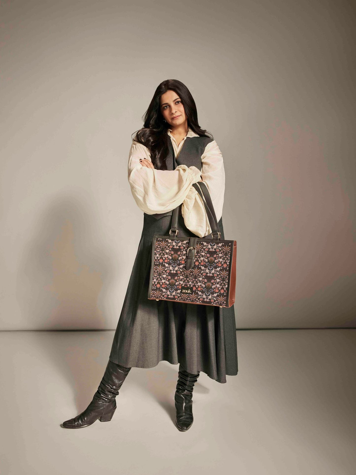 ZOUK Rhea Kapoor Office Bag - Kashmir Blooms | Stylish & Spacious Laptop Tote for Women | Vegan Leather Work Bag