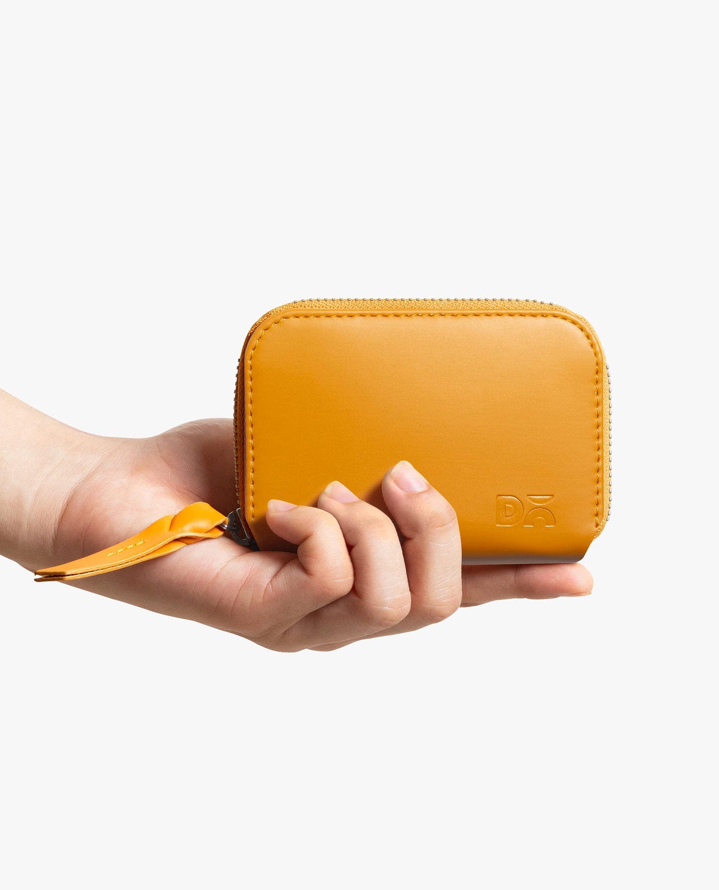 DailyObjects Chrome Yellow Zipper Slim Card & Coin Wallet | Made with Vegan Leather Material | Carefully Handcrafted | Coin Pocket