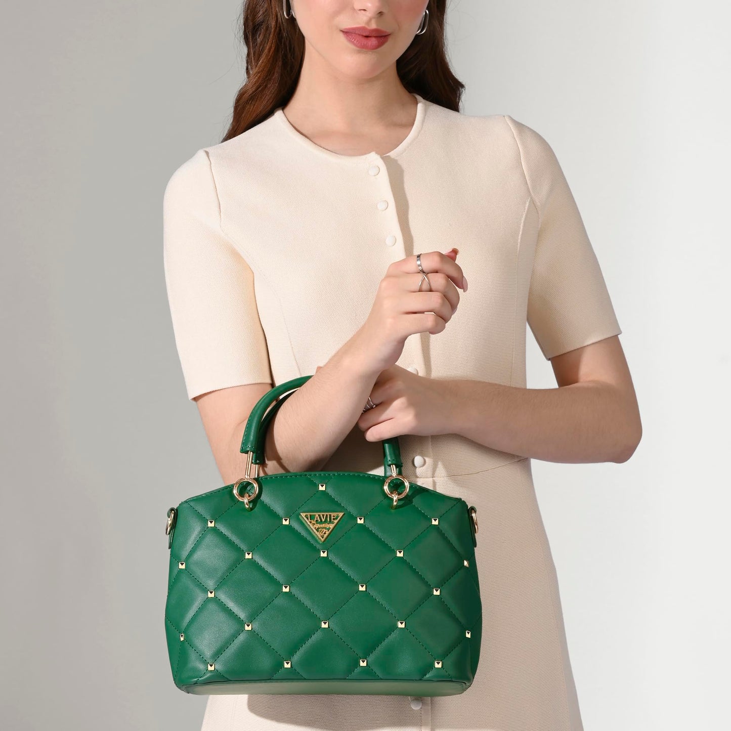 Lavie Signature Women's Stud Lima Satchel Handbag | Satchel Bag for Work | Ladies purse | Stylish Shoulder Bag | Gift For Women
