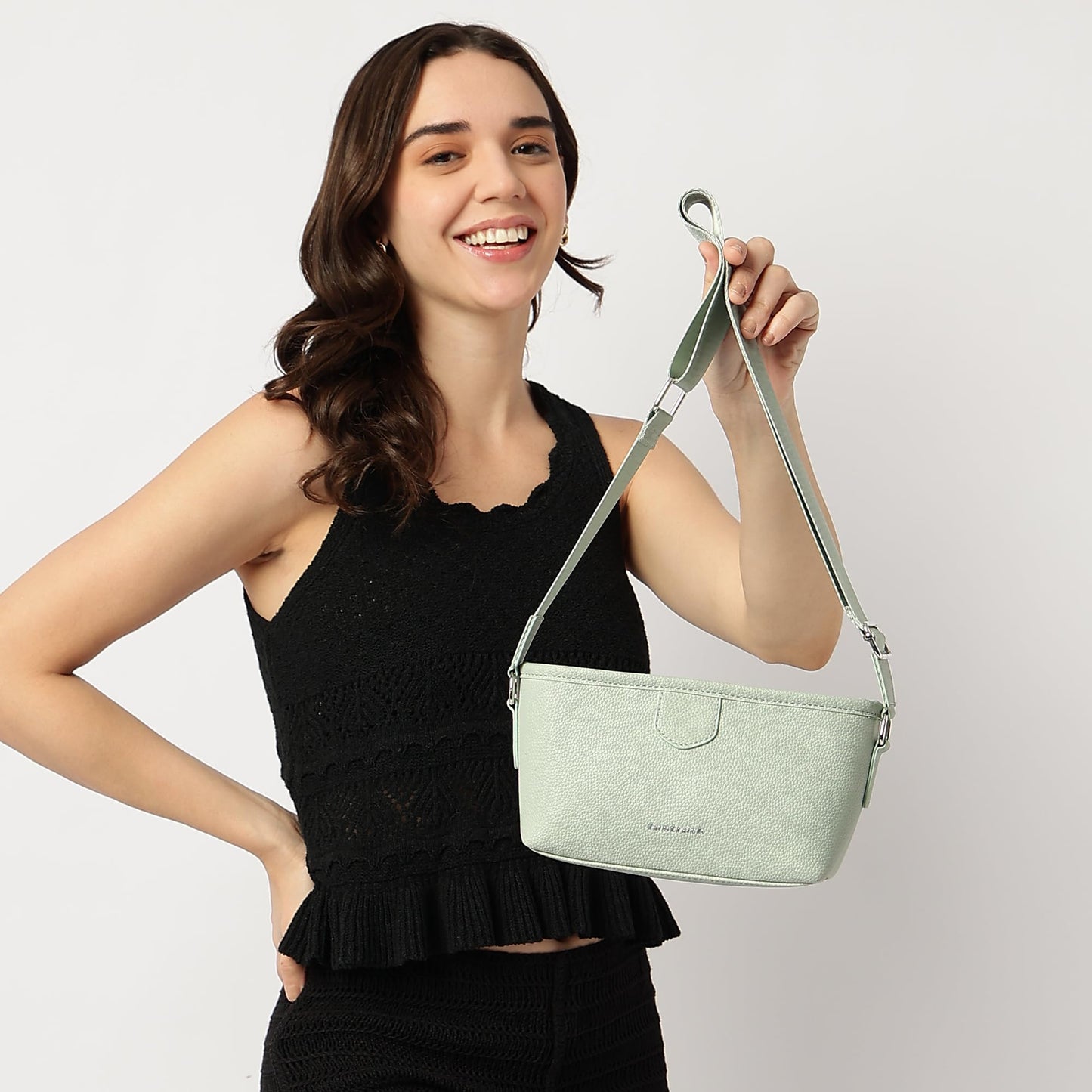 Fastrack Main Character Sling Bag for Women | Compact Crossbody with Magnetic Closure Flap, Adjustable Strap & Internal Zipper Pocket | Trendy Everyday Sling Bag