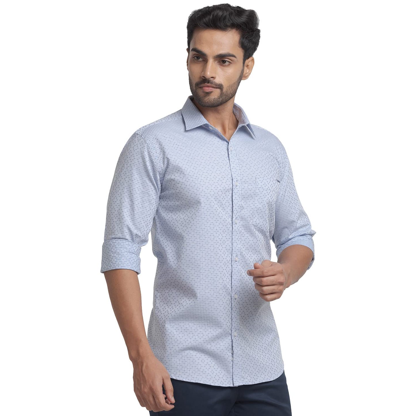 Park Avenue Medium Blue Shirt (Size: 46)-PMSX16516-B3