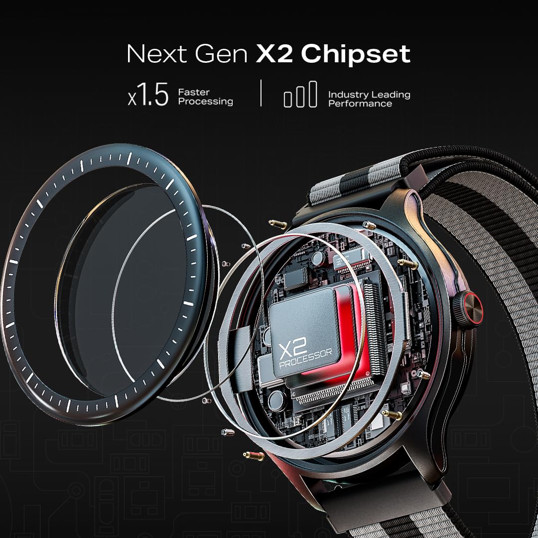 boAt Valour Watch 1 GPS, Advanced X2 Chip,6-Axis Motion 360° Tracking Sensor,15 Days Battery, 1.43" AMOLED Display w/Gorilla Glass, AI Based Auto Gym, GPS, Smart Watches for Men & Women (Fusion Grey)