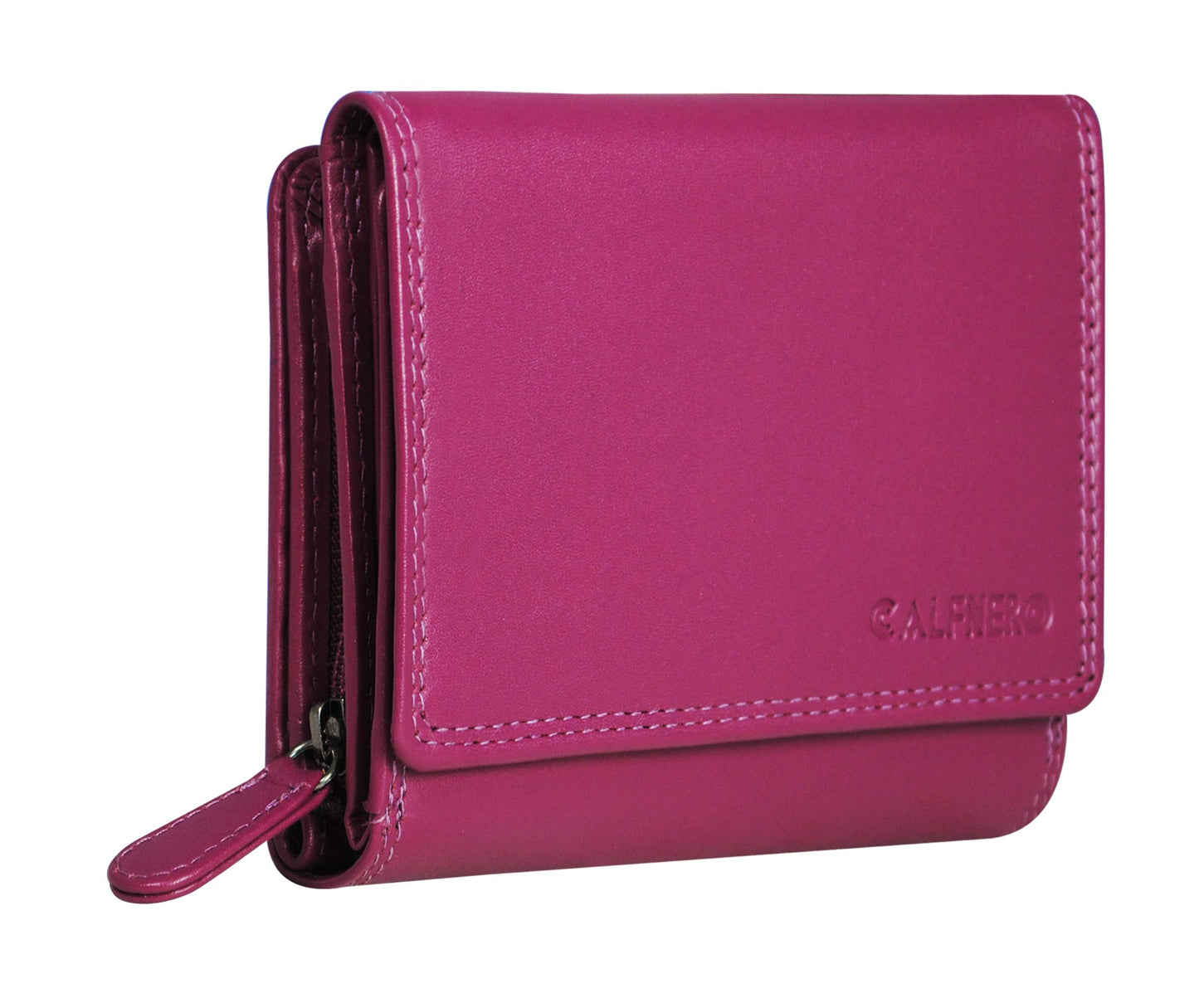 Women's Genuine Leather Wallet-Long Purse Wallet with Multiple Card Slots, Zip Pocket and Note Compartment (Pink)