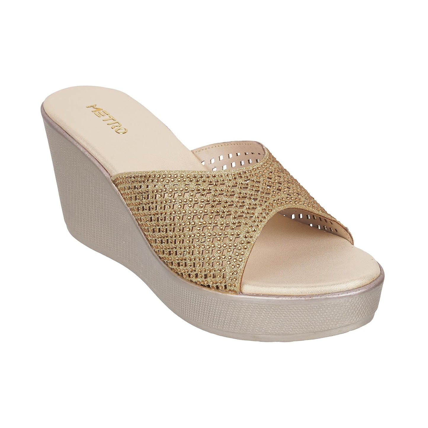 Metro Women Gold Synthetic Sandals - EU/36 UK/3-35-4634