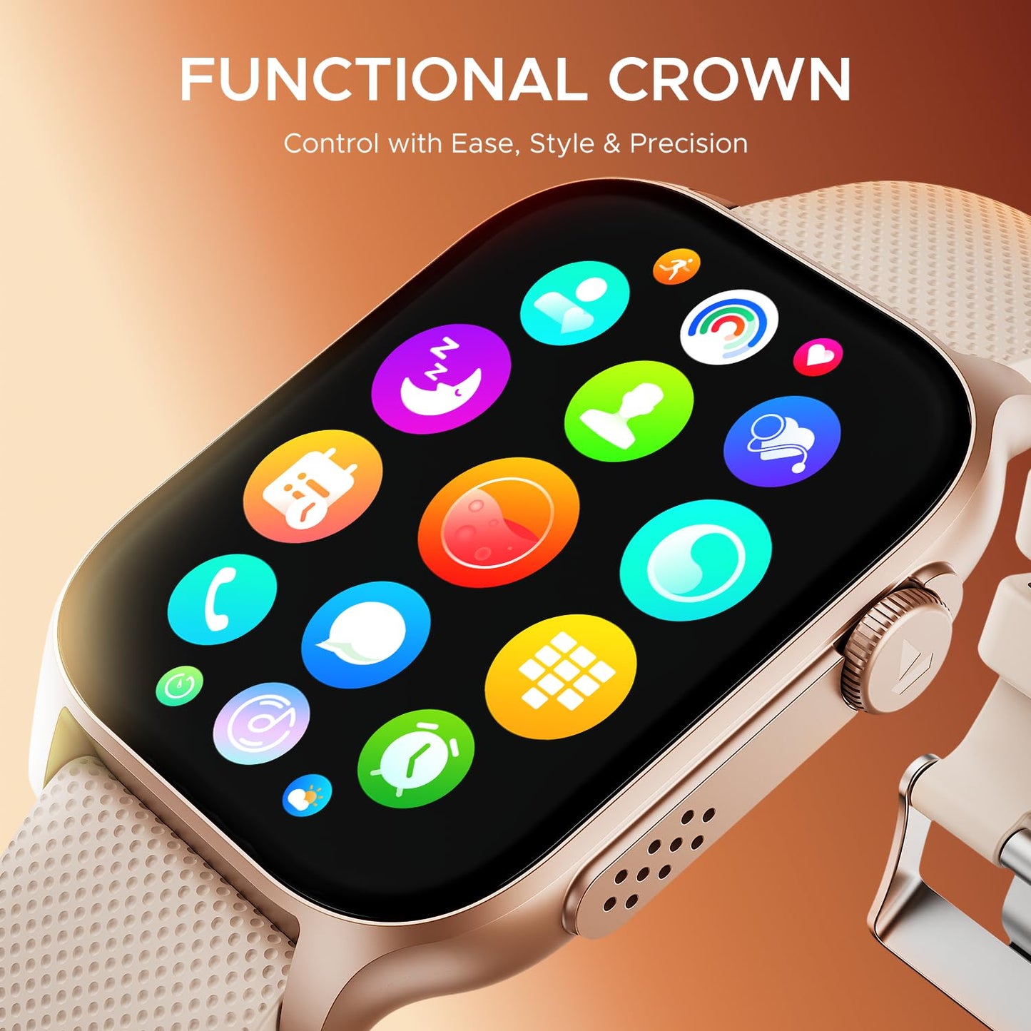 boAt New Launch Ultima Ember Smartwatch w/ 1.96” (4.97 cm) AMOLED Display, Personalized Fitness Nudges, Functional Crown, 100+ Sports Modes, Custom Watch Faces (Rose Gold)