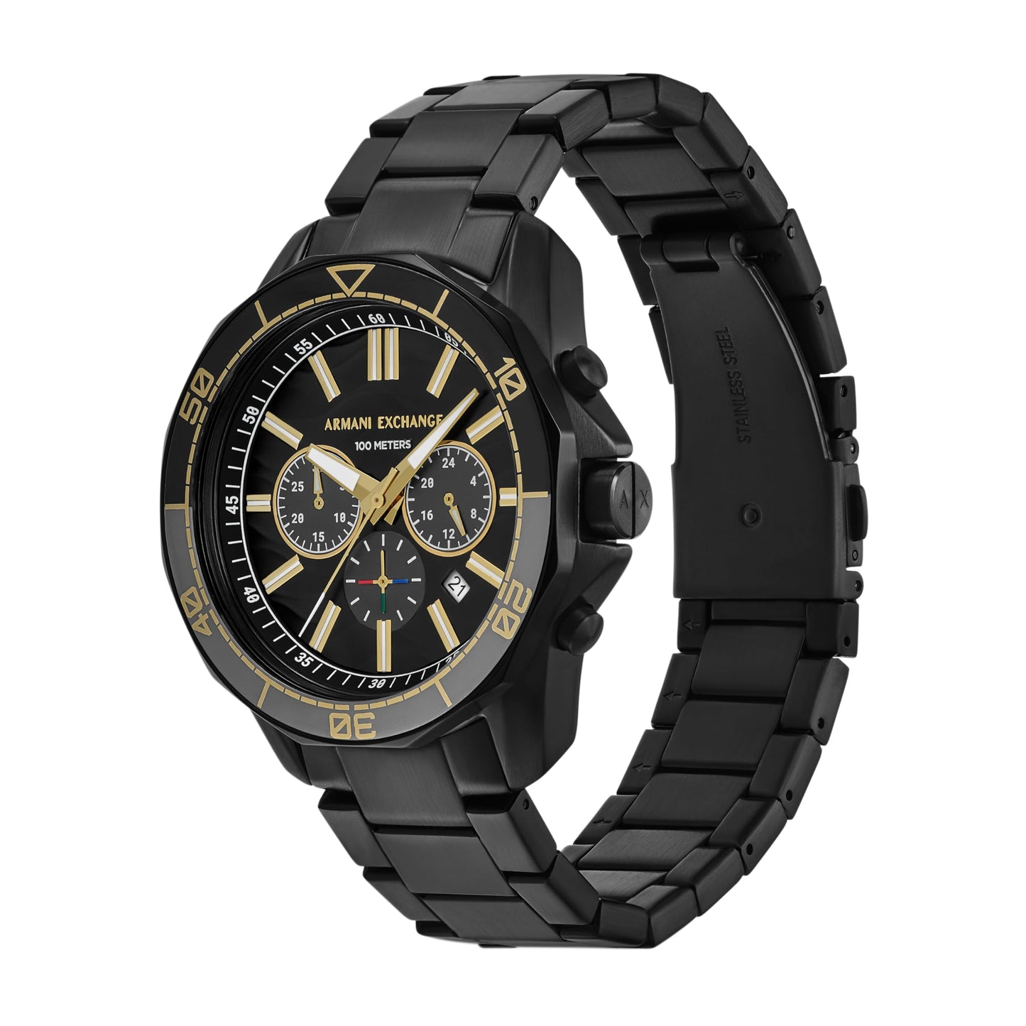Armani Exchange Stainless Steel Analog Black Dial Men's Watch-Ax1963, Band Color:Black