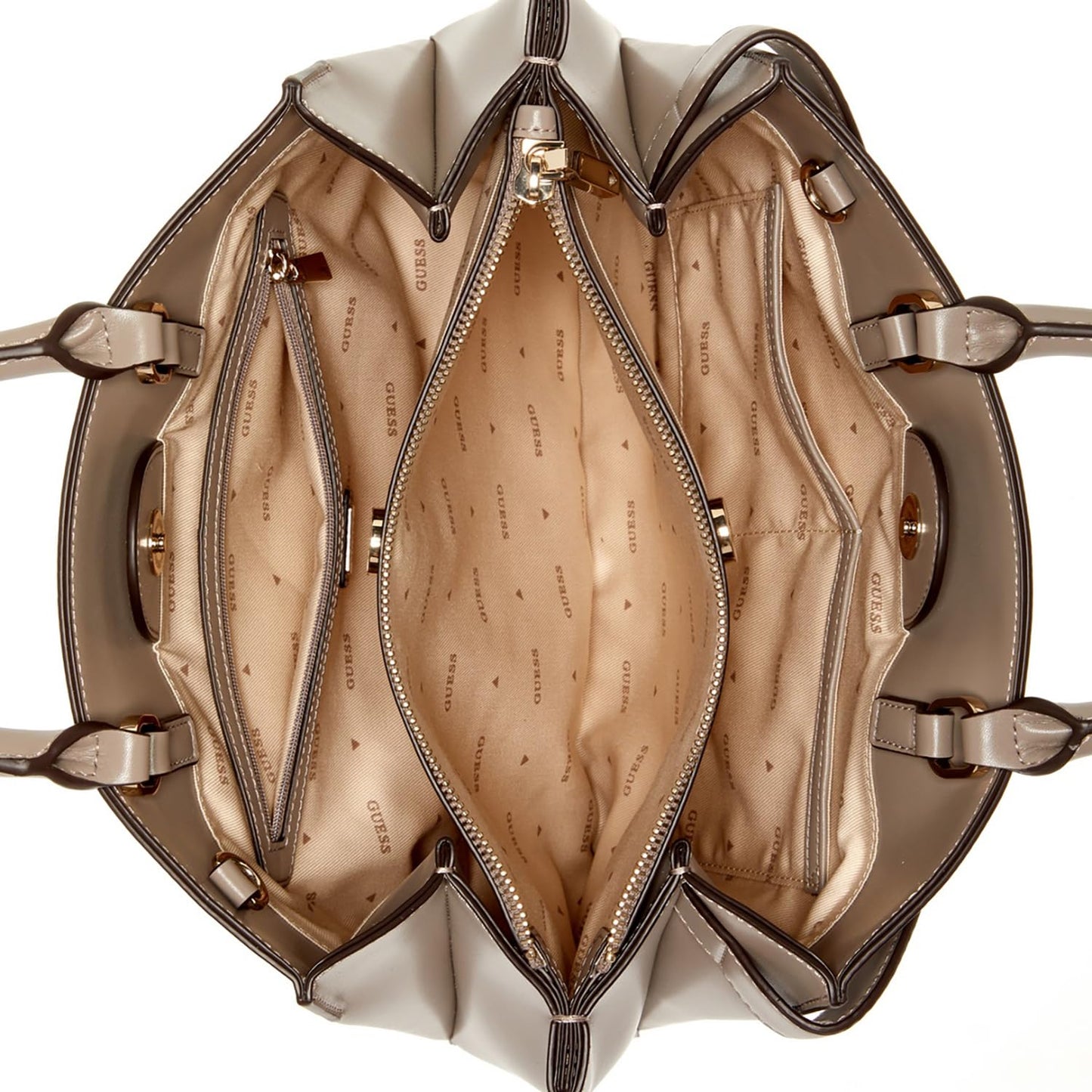 GUESS Dark Taupe Solid Polyurethane Lorelei Girlfriend Satchel