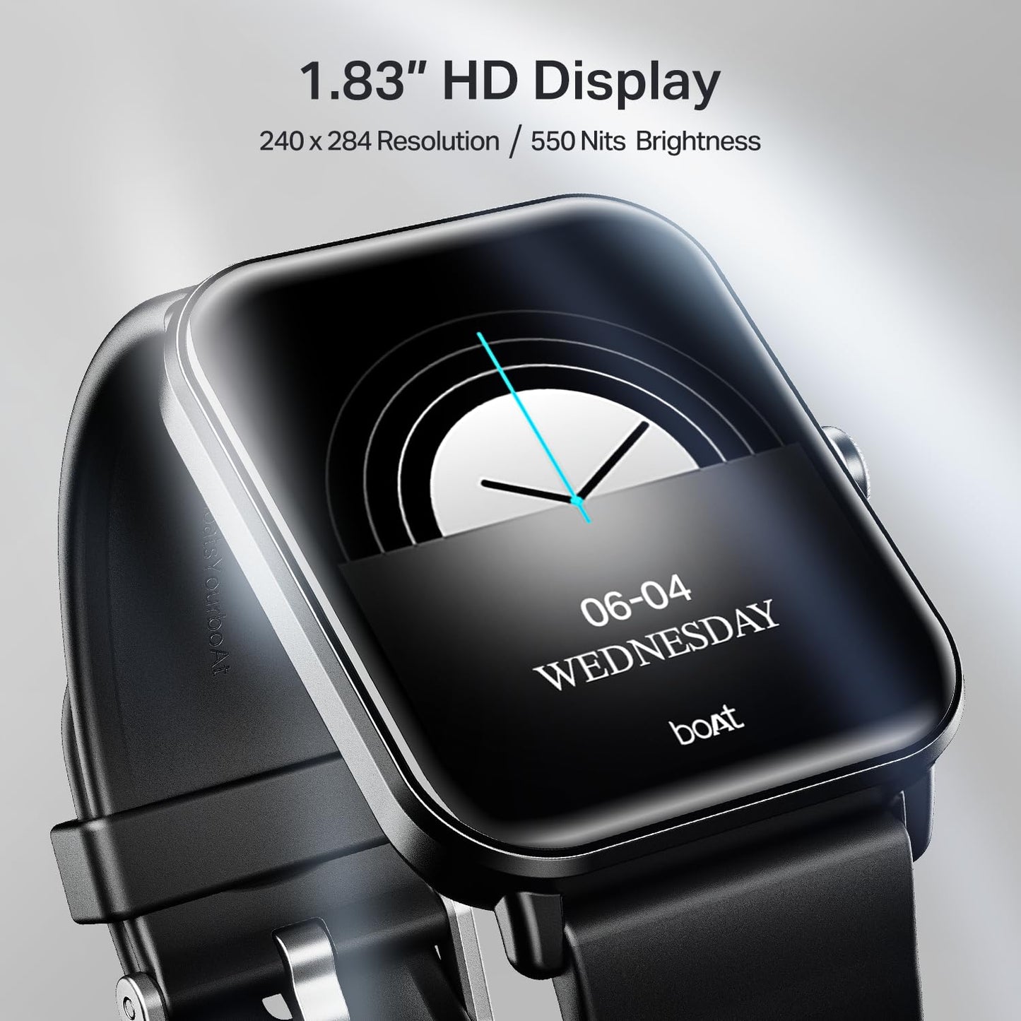 boAt Wave Call 2 with 1.83” HD Display, Advanced BT Calling, Functional Crown, Cloud & Custom Watch Faces, Multiple Sports Modes, IP67, HR, Sleep & SPO₂ Monitor Smart Watch(Midnight Black)