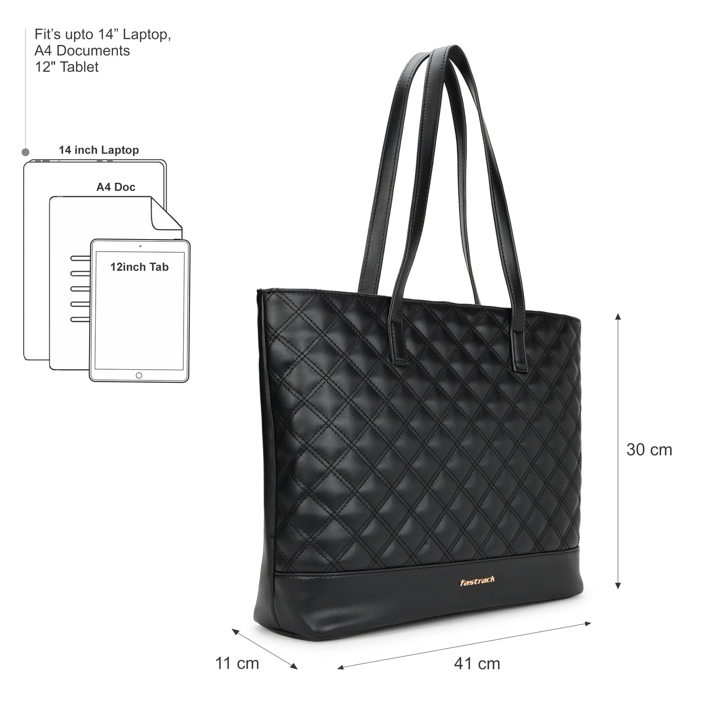Fastrack Quilttote | Quilted Faux-Leather Laptop Tote For Women | 14-Inch Laptop Compatible Office & Casual Carry