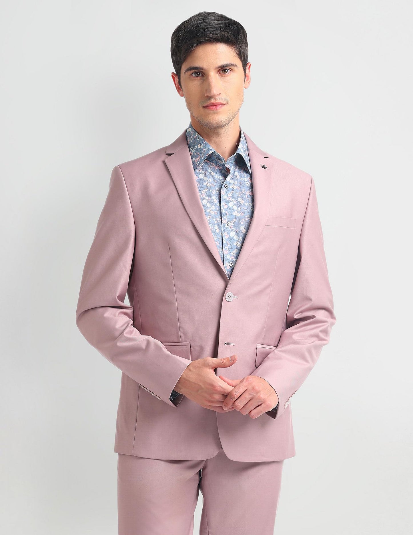 Arrow Men's Polyester Blend Single Breasted Business Suit Pants Set (ARAHSU5563_Pink