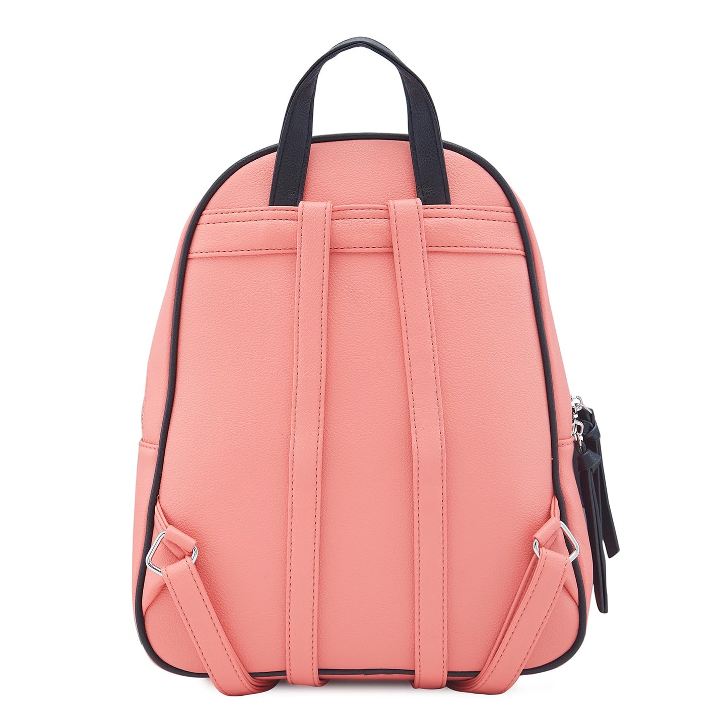 Caprese Mia Casual Backpack, Medium | Fashion Backpack for Women with Multiple Compartments, Adjustable Shoulder Strap, Tassel Key Chain & Secure Zip Closure | for Everyday Outings and Travel (Coral)