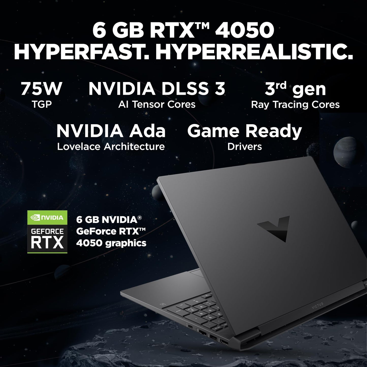 HP Victus,13th Gen IntelCore i5-13420H, 6GB RTX 4050 Gaming Laptop (16GB DDR4,512GB SSD) (fa1279tx) IPS, 15.6"/39.6cm, Flicker-Free,Win 11,Office 21, Mica Silver, 2.29kg, EnhancedCooling,fa1319TX