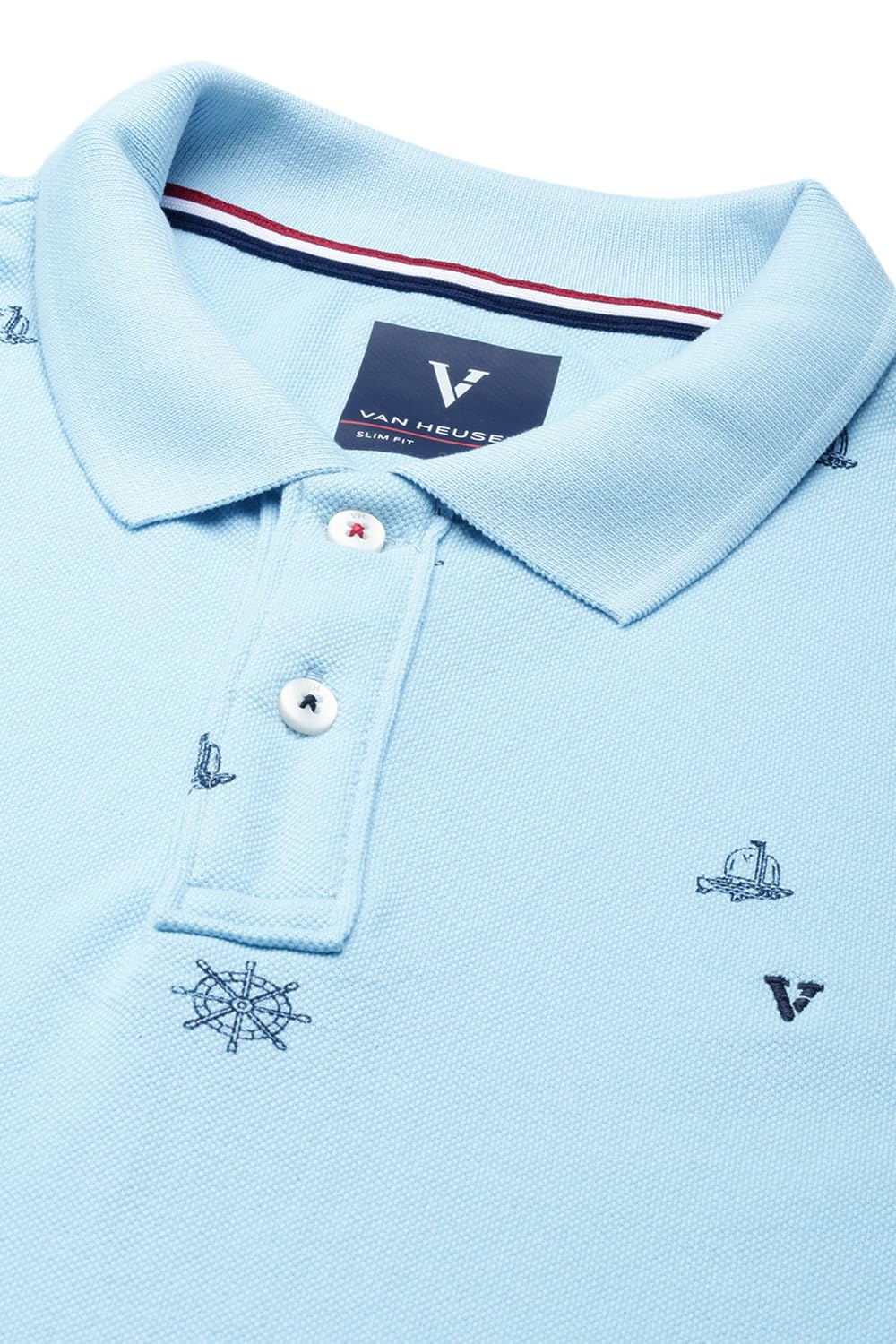 Van Heusen Men's Regular Fit T-Shirt (VSKPURGFL58618_Blue