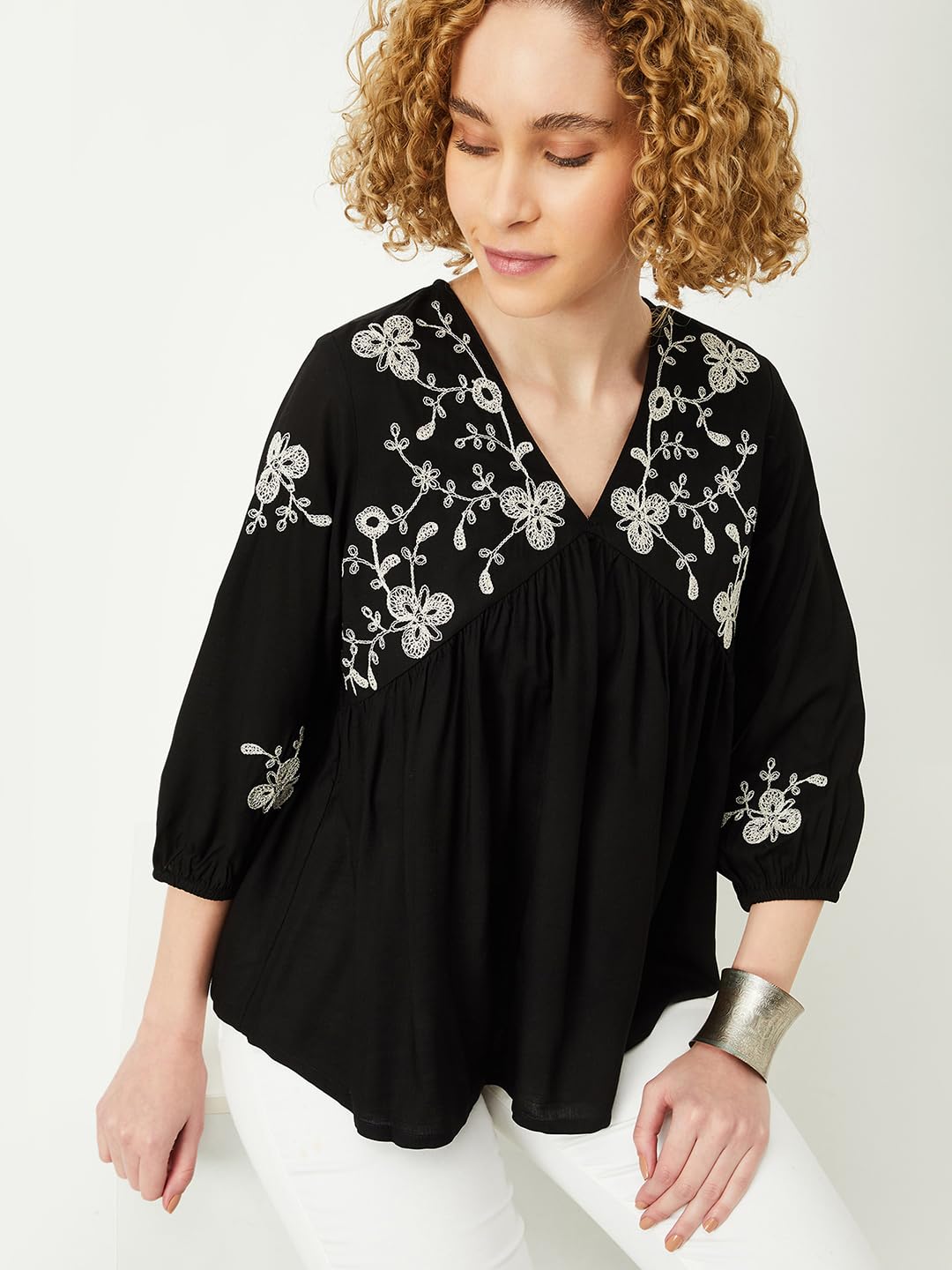 Max Women's Regular Fit Tunic (EMBSK42010BLACK_Black