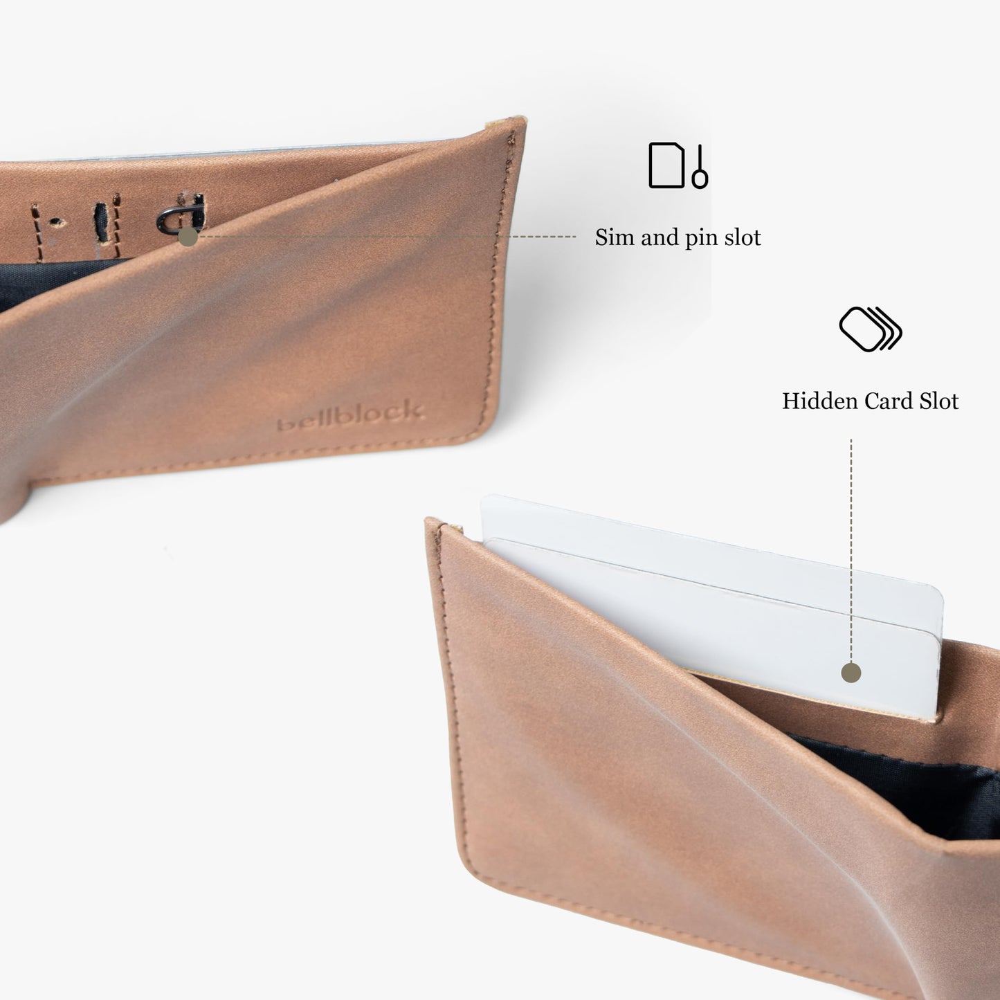 Bellblock Bifold Minimal Wallet for Men | Slim Handcrafted Mens Wallet | with Sim, Mobile Pin & Hidden Extra Card Slots | Vegan Leather | Tangerine (Pack of 1)