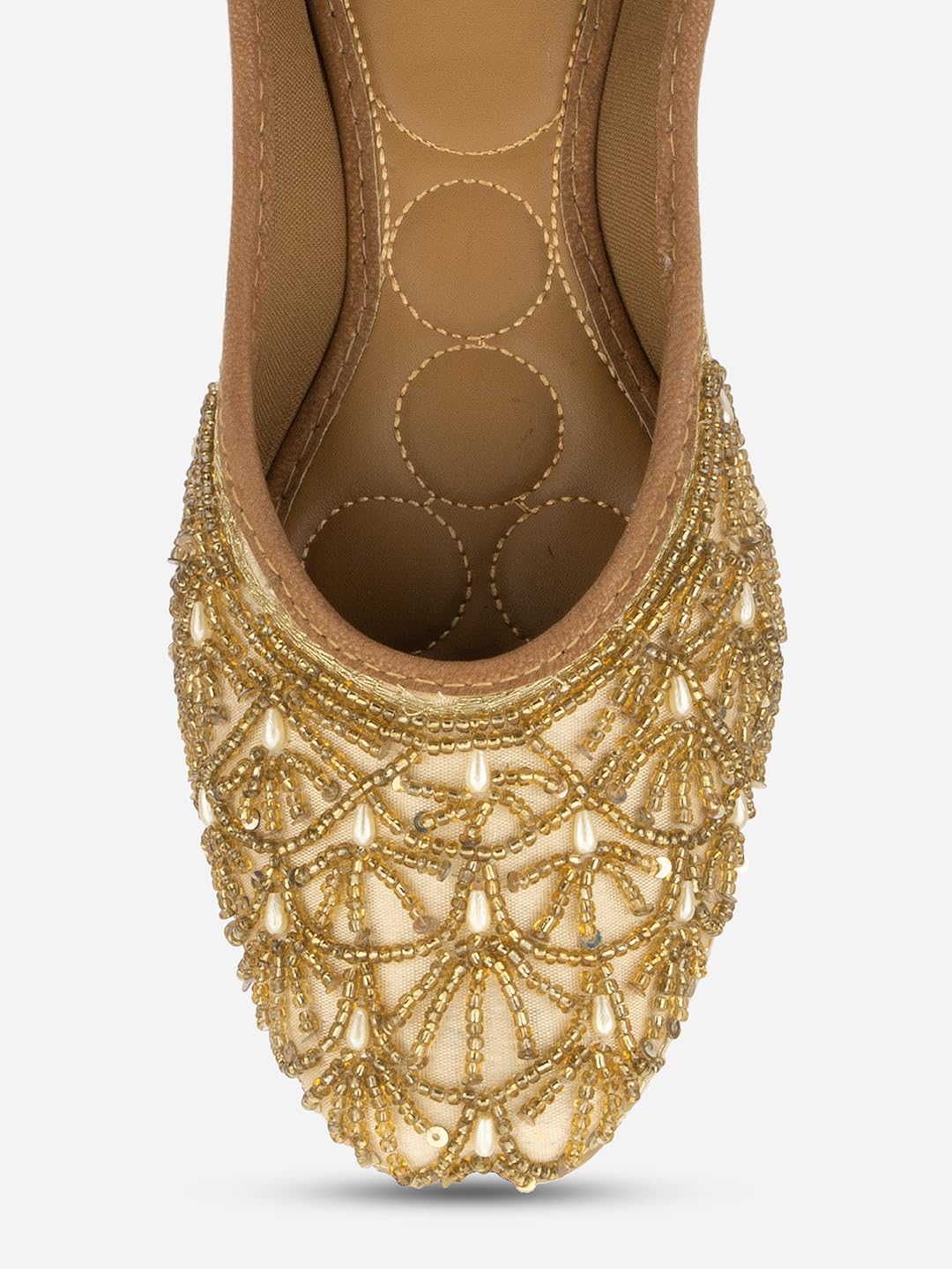 DESI COLOUR Women Ethnic Footwear Mojari/Punjabi Jutti- Dabka Work6 (Beige, Numeric_6)