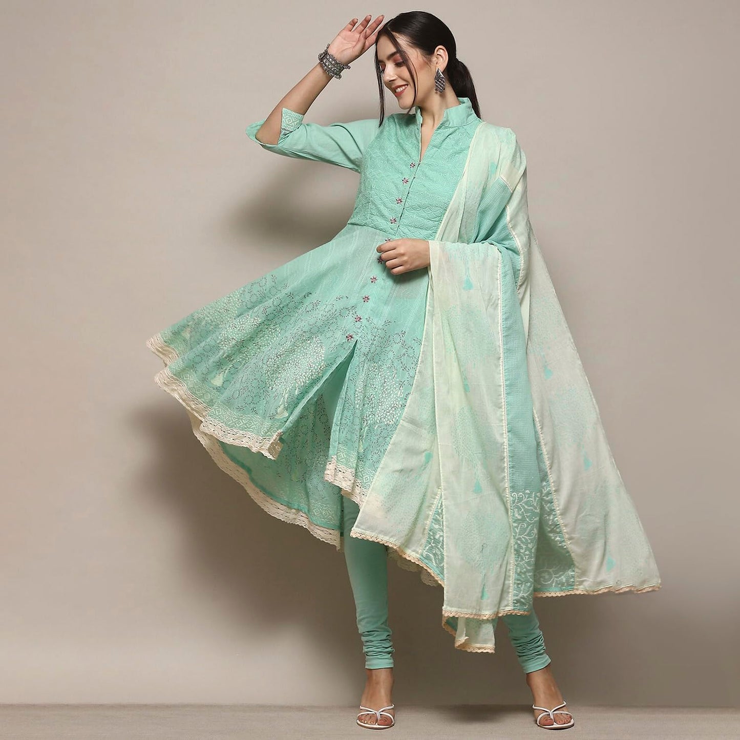 Biba Women Cotton Solid Suit Set (SKDASSORTED2802SS24LGRN_Green