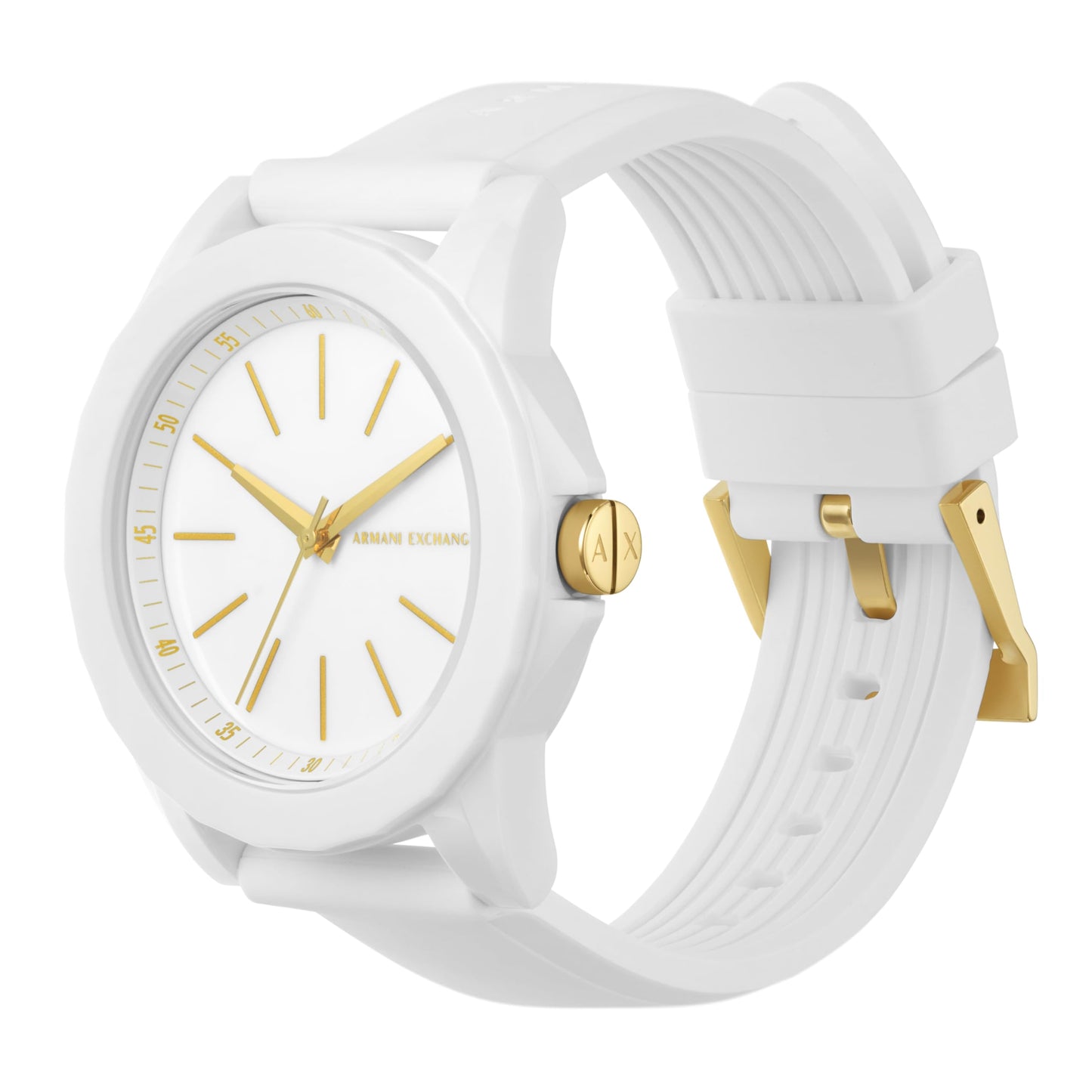Armani Exchange Silicone Analog White Dial Women's Watch-Ax7126