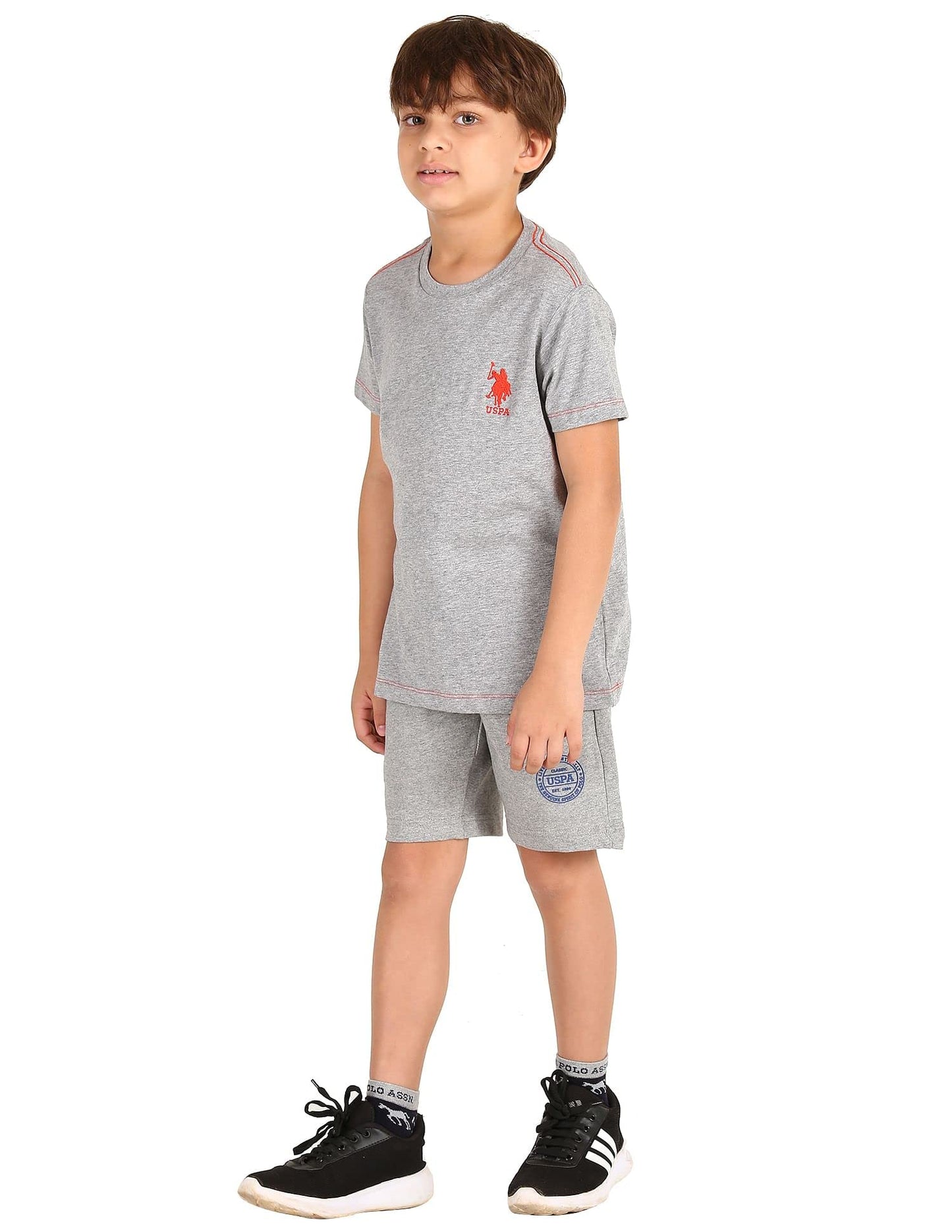 U.S. POLO ASSN. Boy's Cotton Heathered IKSA Shorts - Pack of 1 (GREY MELANGE L)