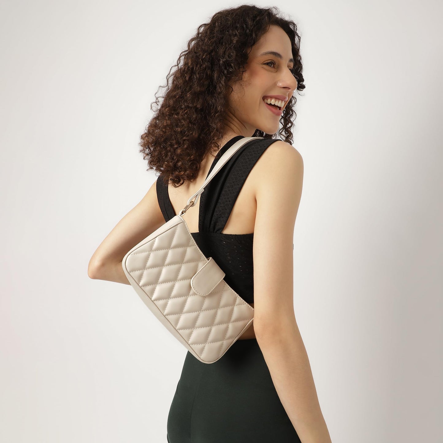 Fastrack Trendy Quilted Shoulder Bag | Faux-Leather Women's Handbags | Shoulder for Casual Carry