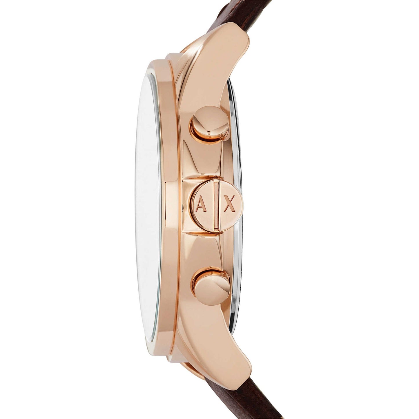 Armani Exchange Leather Outerbanks Analog Blue Dial Men Watch-Ax2508, Brown Band